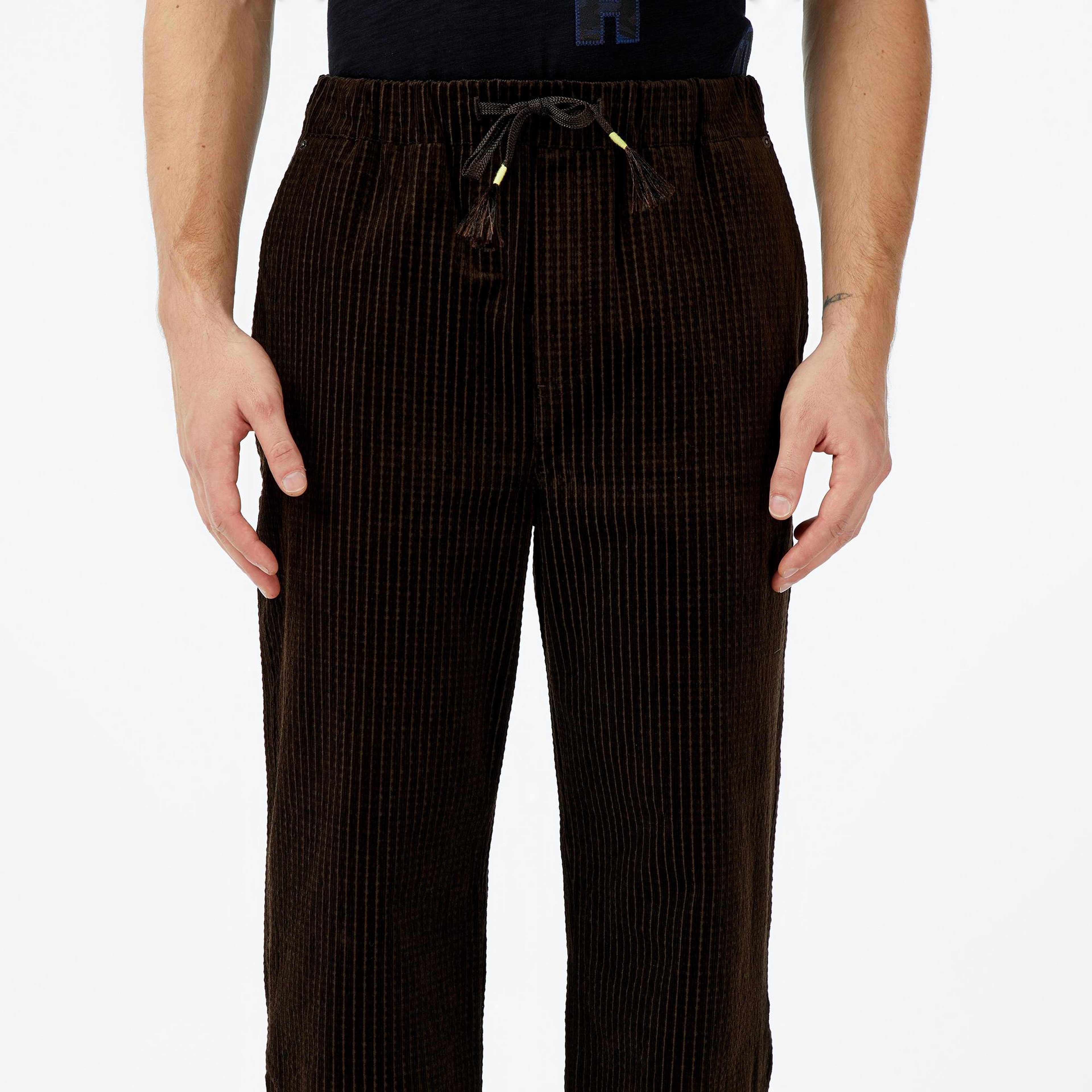 Scotch&Soda Jacquard Cotton-Blend Corduroy Relaxed Fit Erkek Kahverengi Pantolon