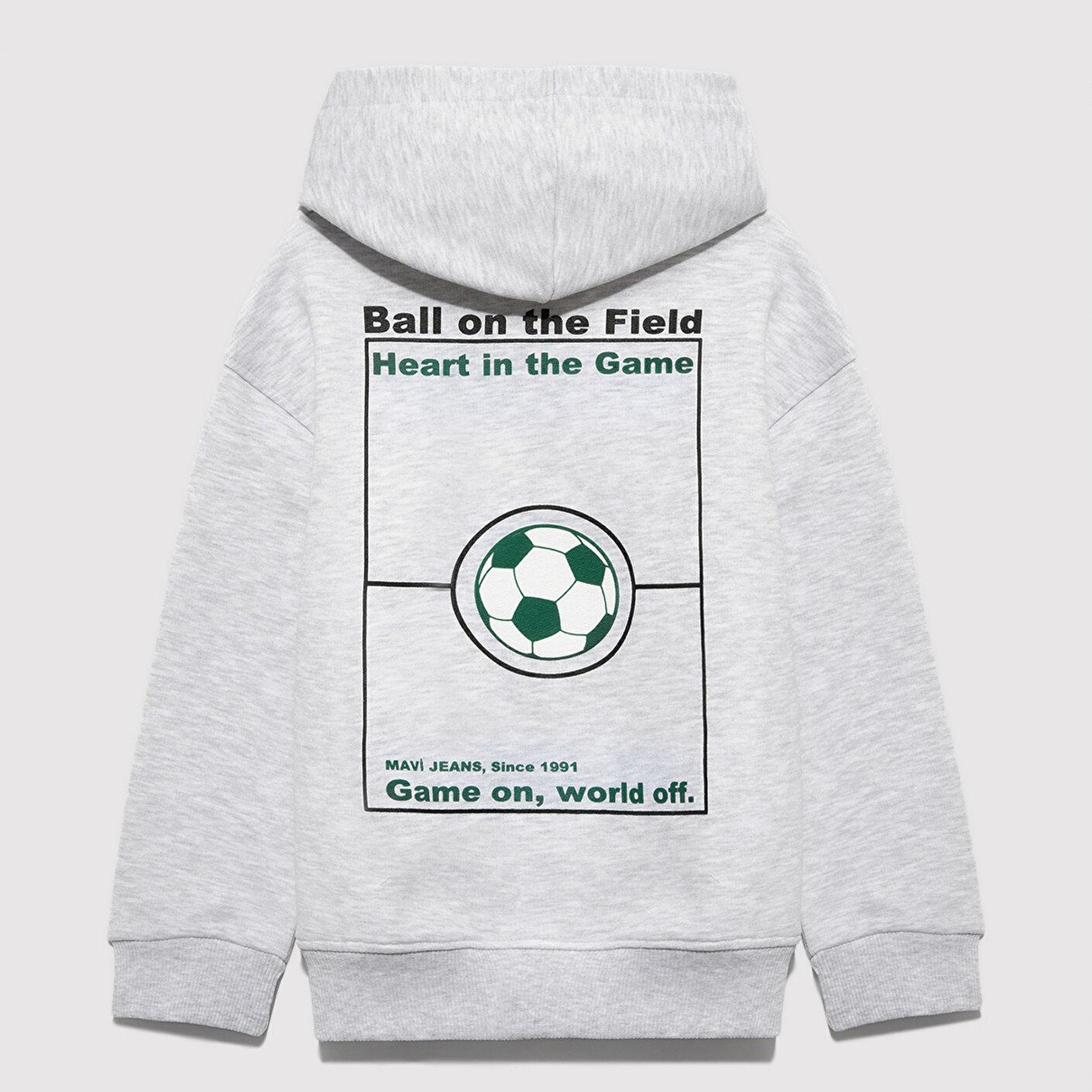Mavi Sırt Baskılı Kapüşonlu Gri Sweatshirt 6S10182-88467