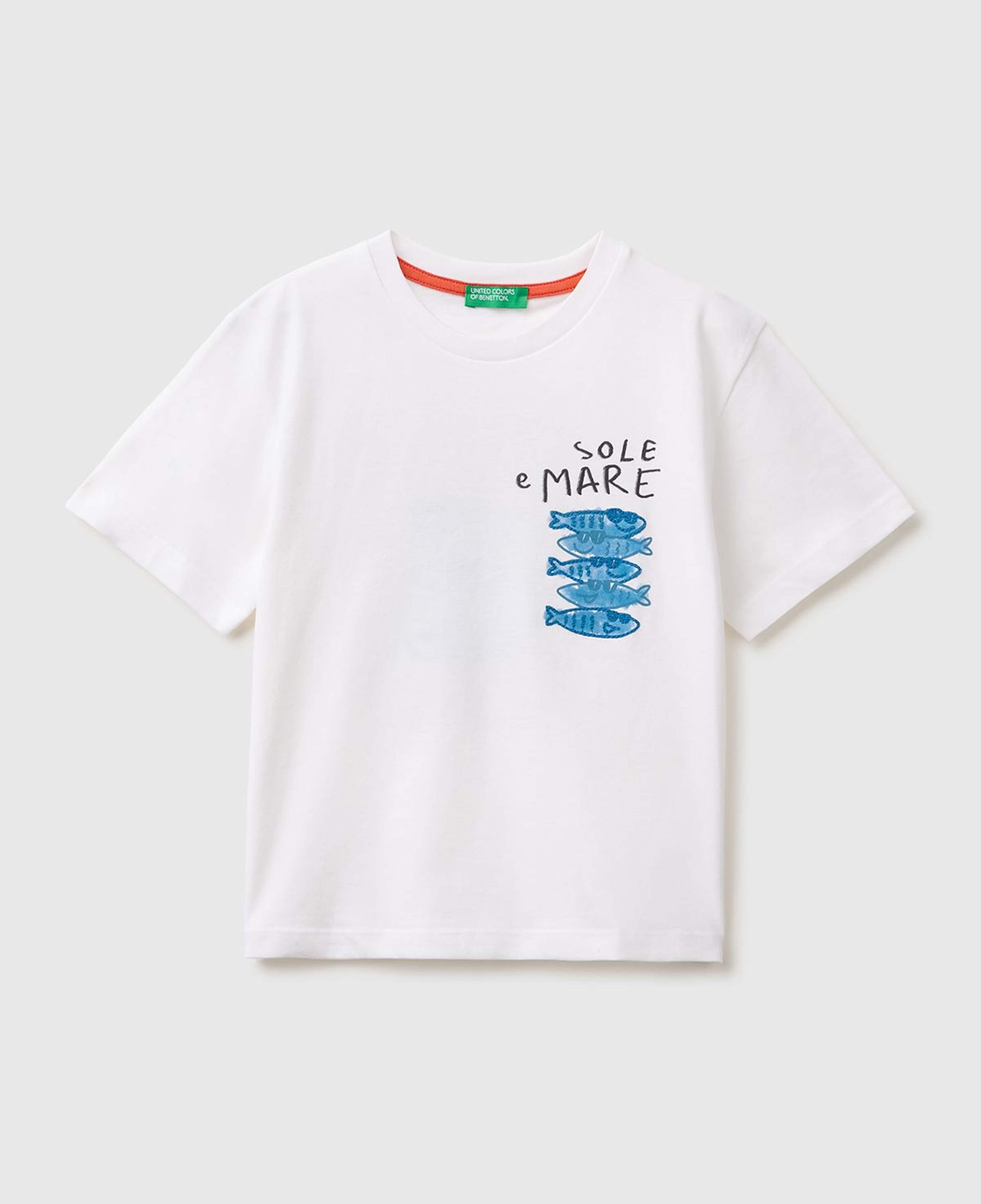 Erkek Çocuk Beyaz Ön ve Arka Baskı İşleme Detaylı T-Shirt