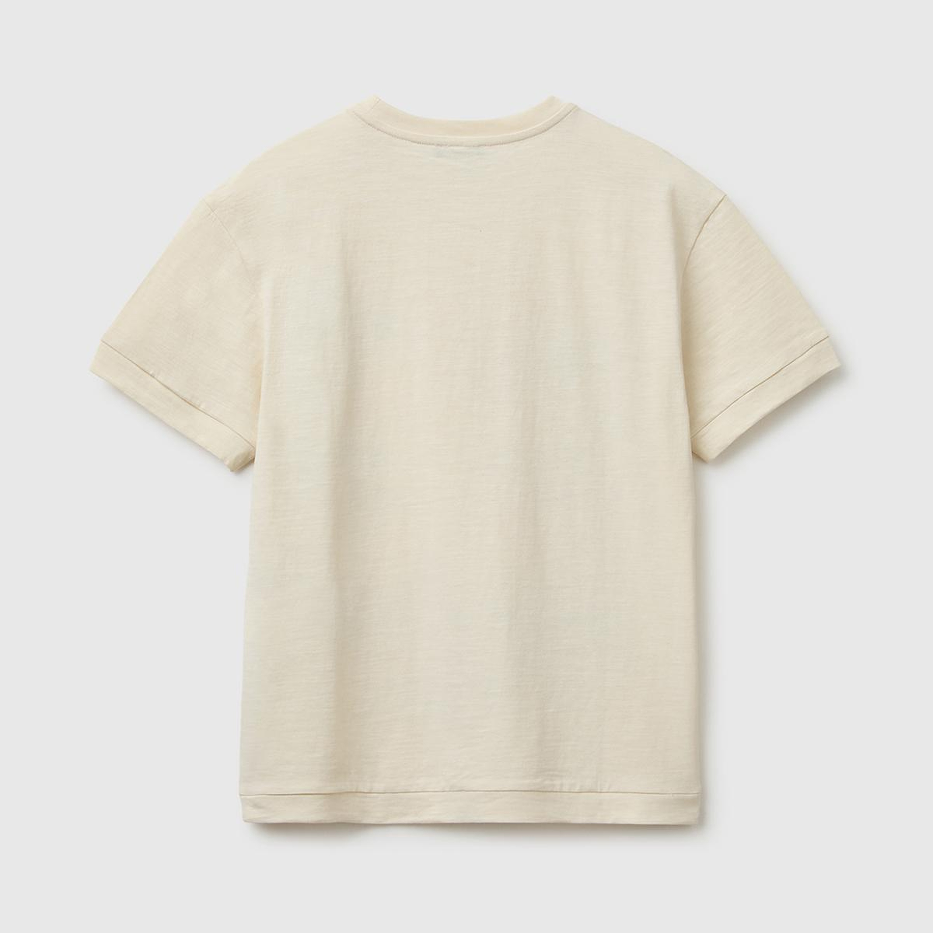 Erkek Çocuk Krem Önü Baskı Detaylı Bisiklet Yaka T-Shirt