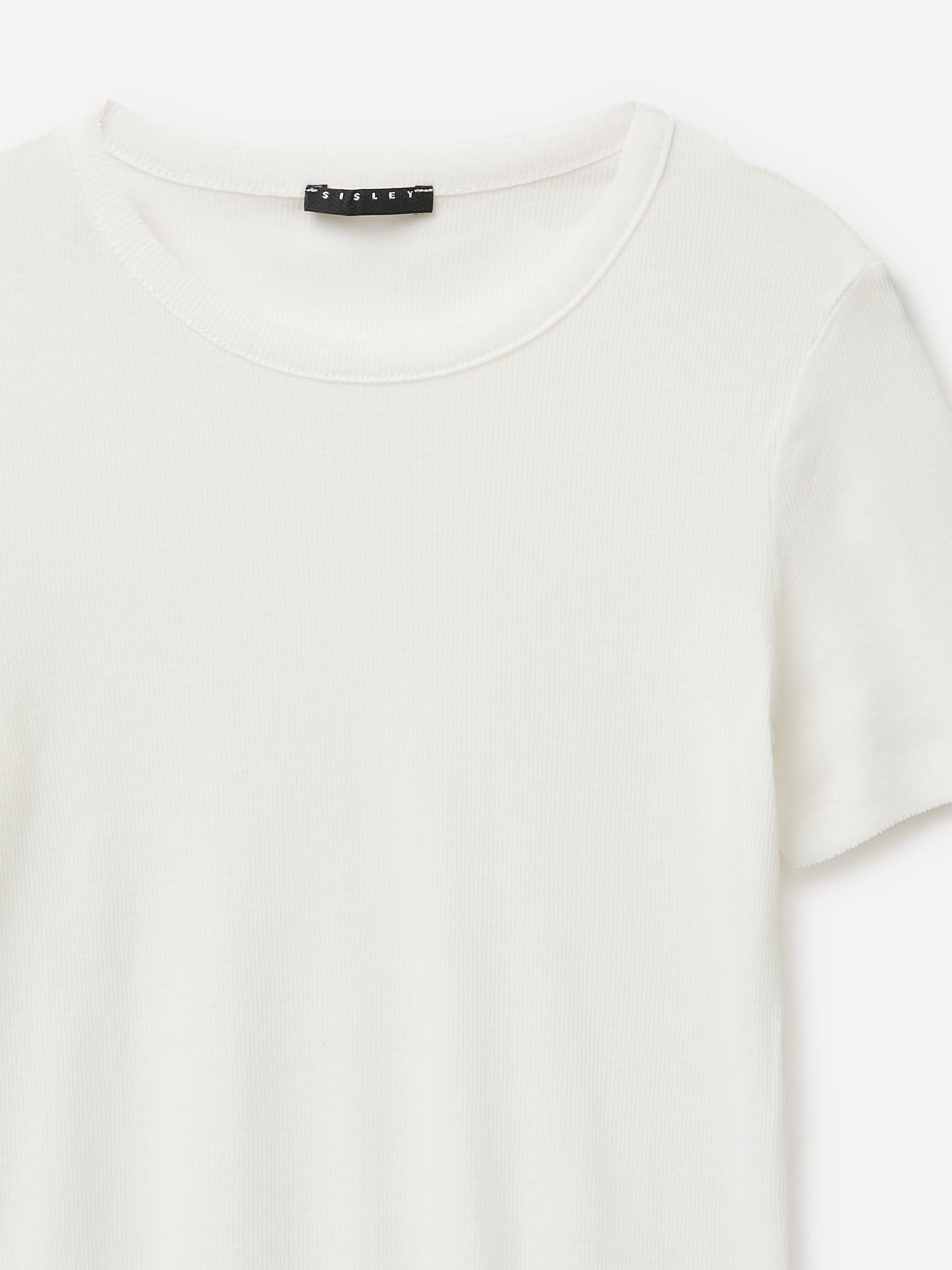 Kadın Krem %100 Pamuk Etek ve Kol Ucu Çift Katmanlı T-Shirt