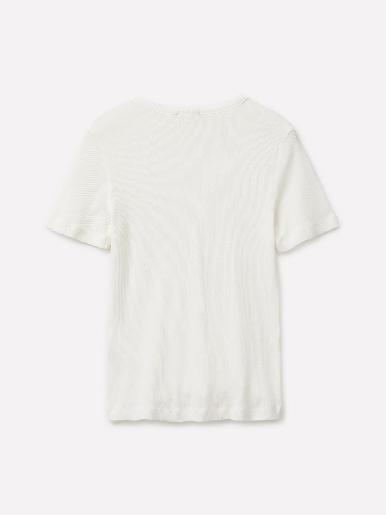 Kadın Krem %100 Pamuk Etek ve Kol Ucu Çift Katmanlı T-Shirt
