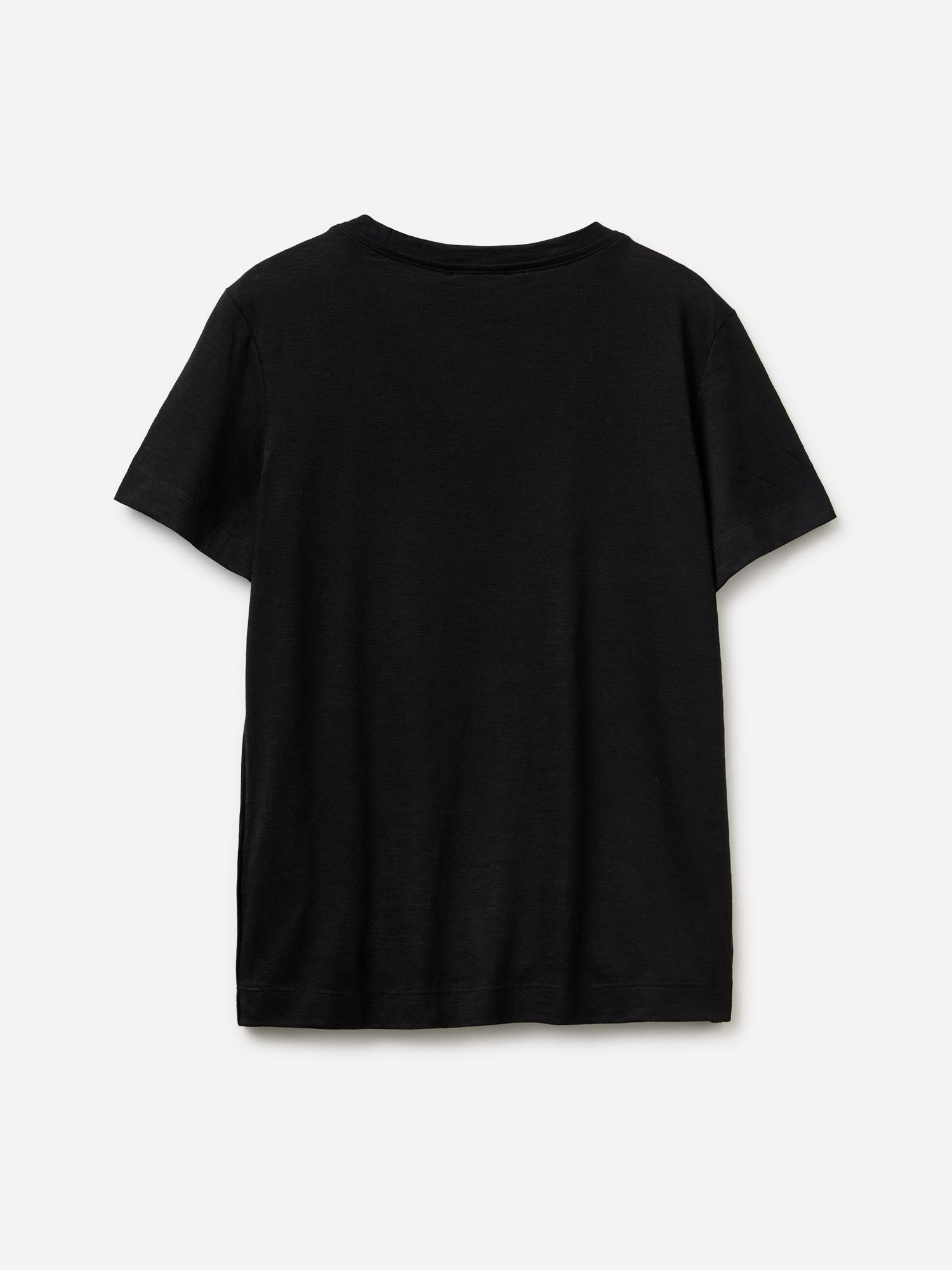 Kadın Siyah Pamuk ve Modal Karışımlı V Yaka T-Shirt