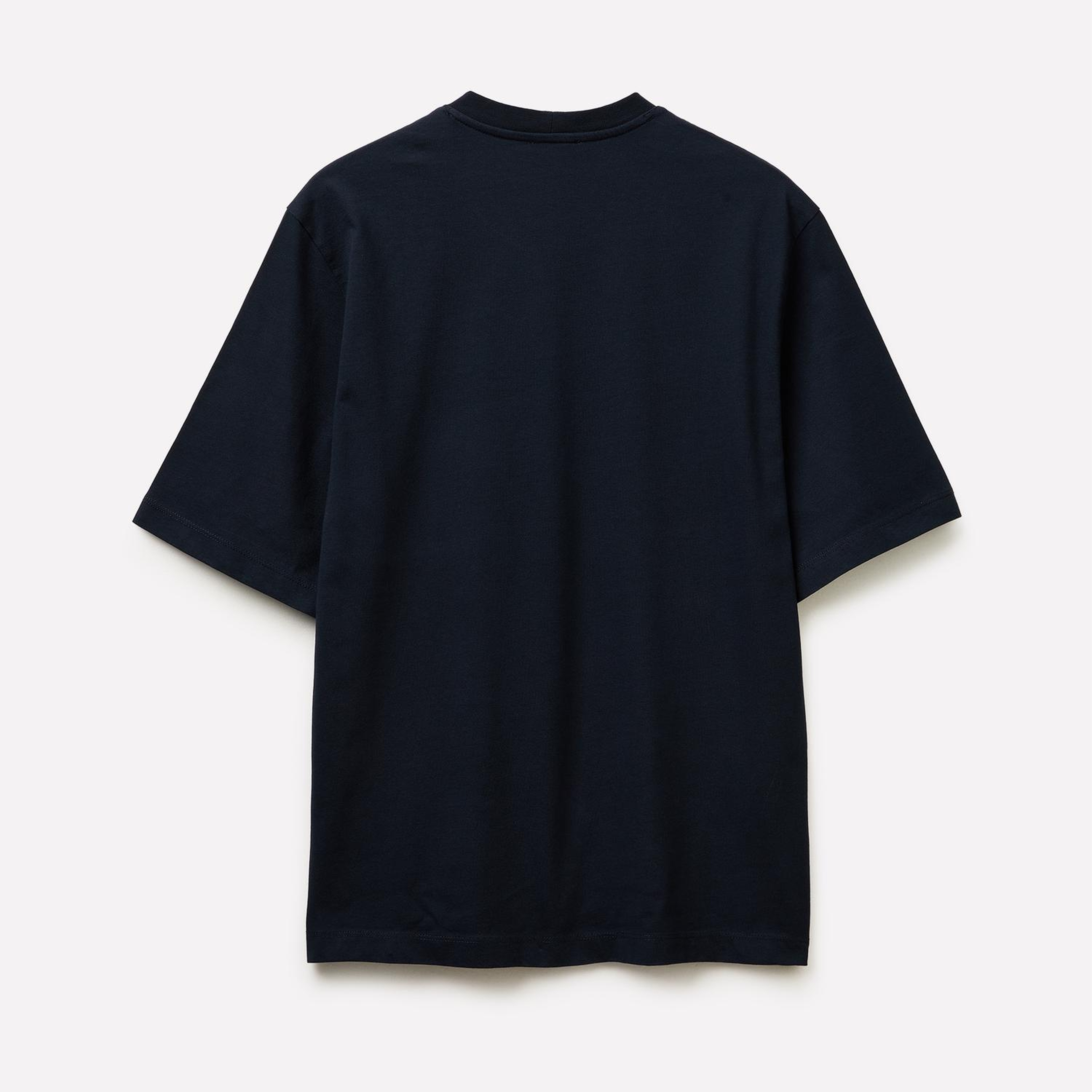 Erkek Lacivert %100 Pamuk Etiket Detaylı Bisiklet Yaka T-Shirt