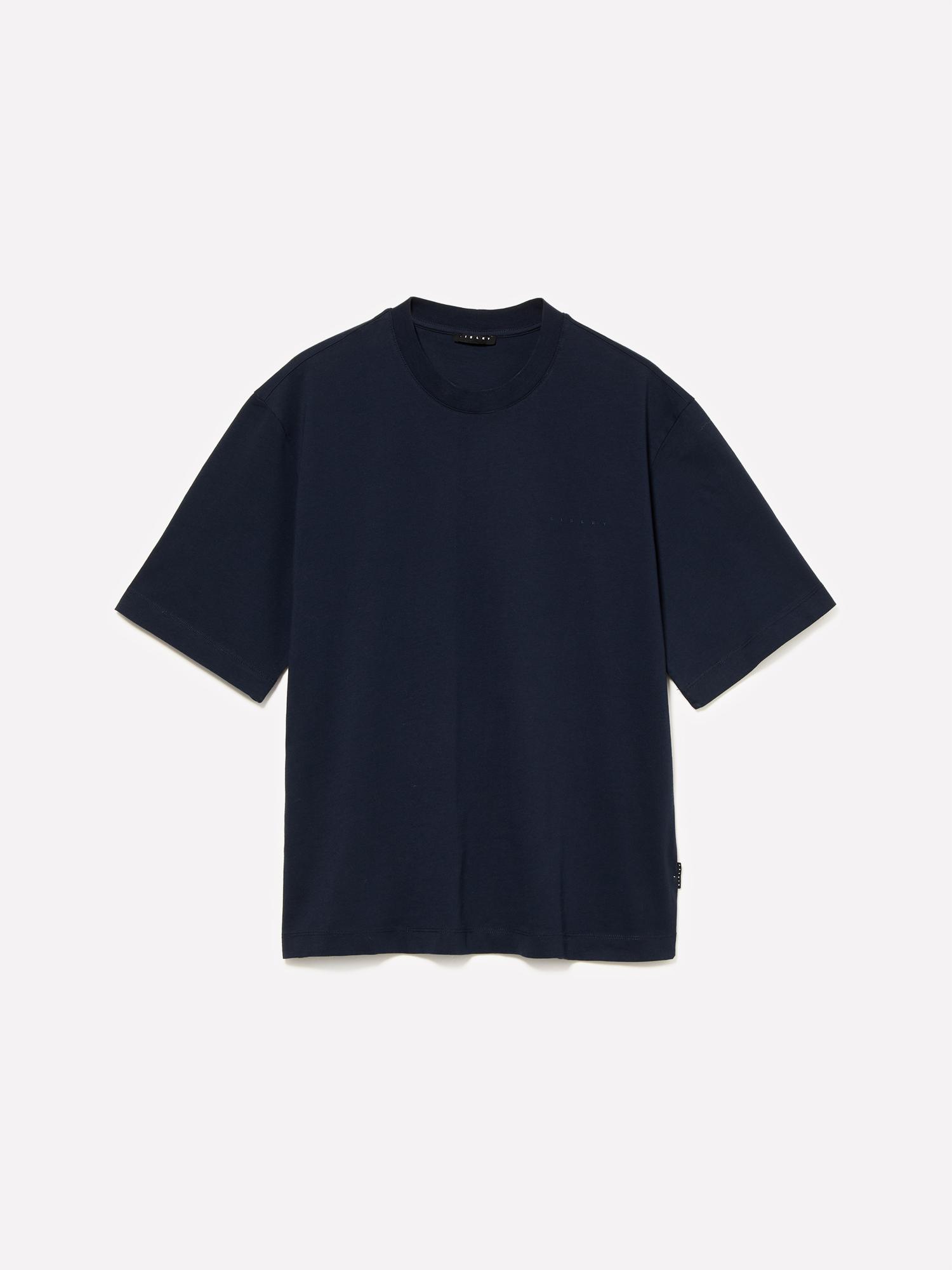 Erkek Lacivert %100 Pamuk Etiket Detaylı Bisiklet Yaka T-Shirt