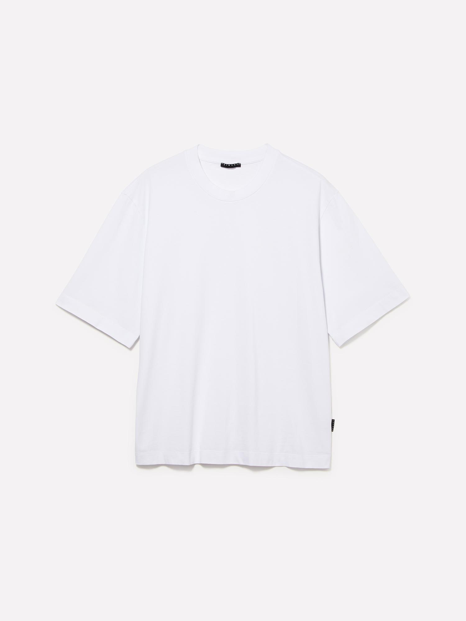 Erkek Beyaz %100 Pamuk Etiket Detaylı Bisiklet Yaka T-Shirt