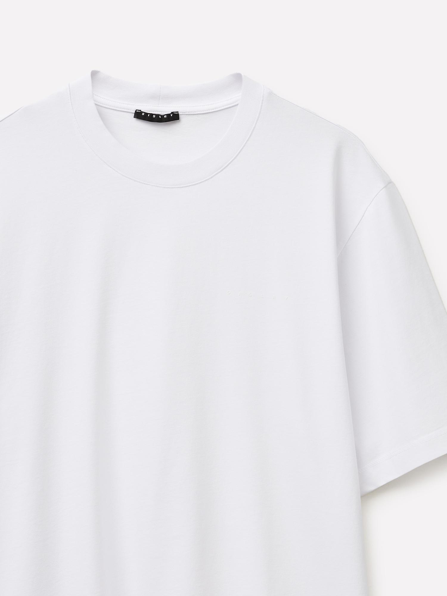 Erkek Beyaz %100 Pamuk Etiket Detaylı Bisiklet Yaka T-Shirt