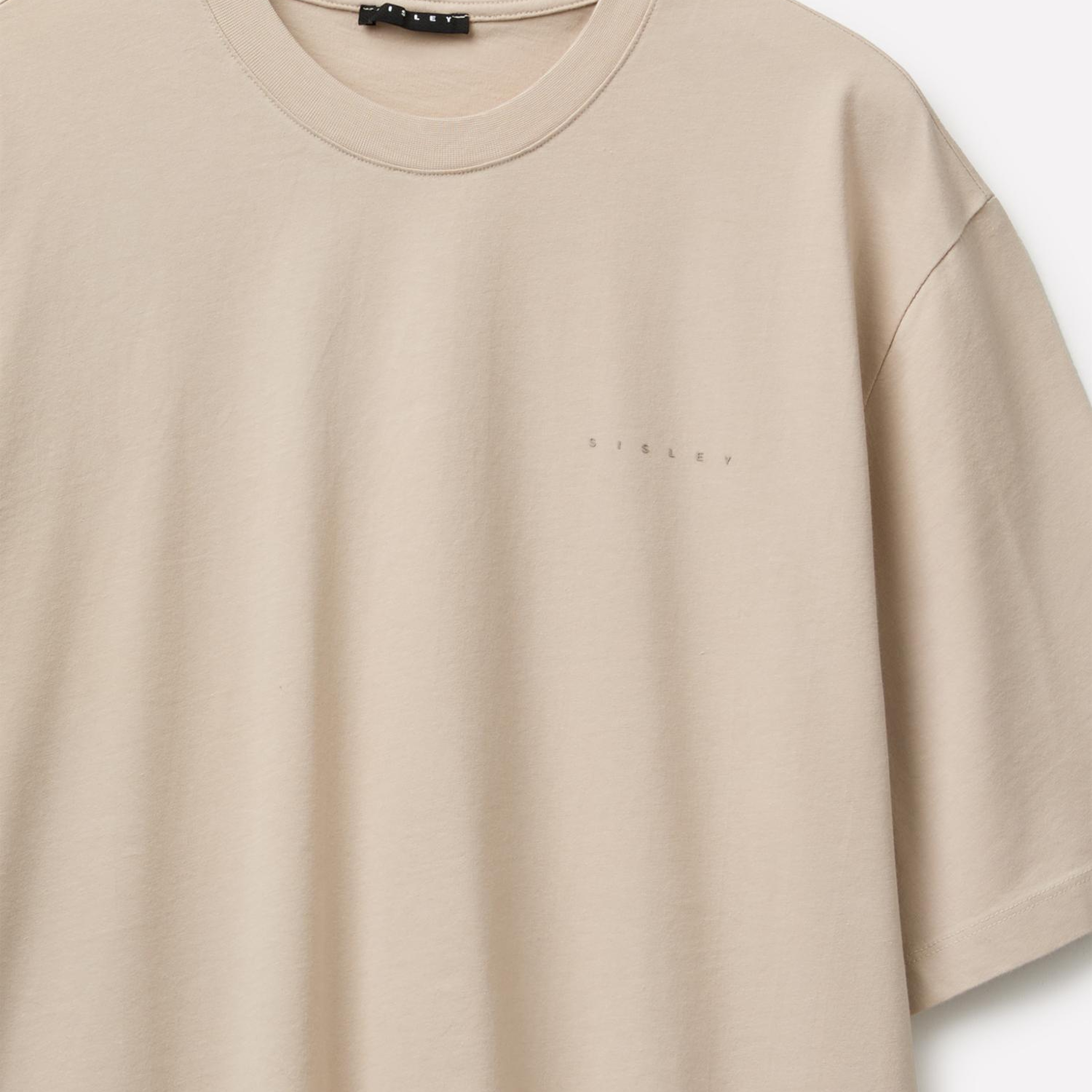 Erkek Taş %100 Pamuk Etiket Detaylı Bisiklet Yaka T-Shirt