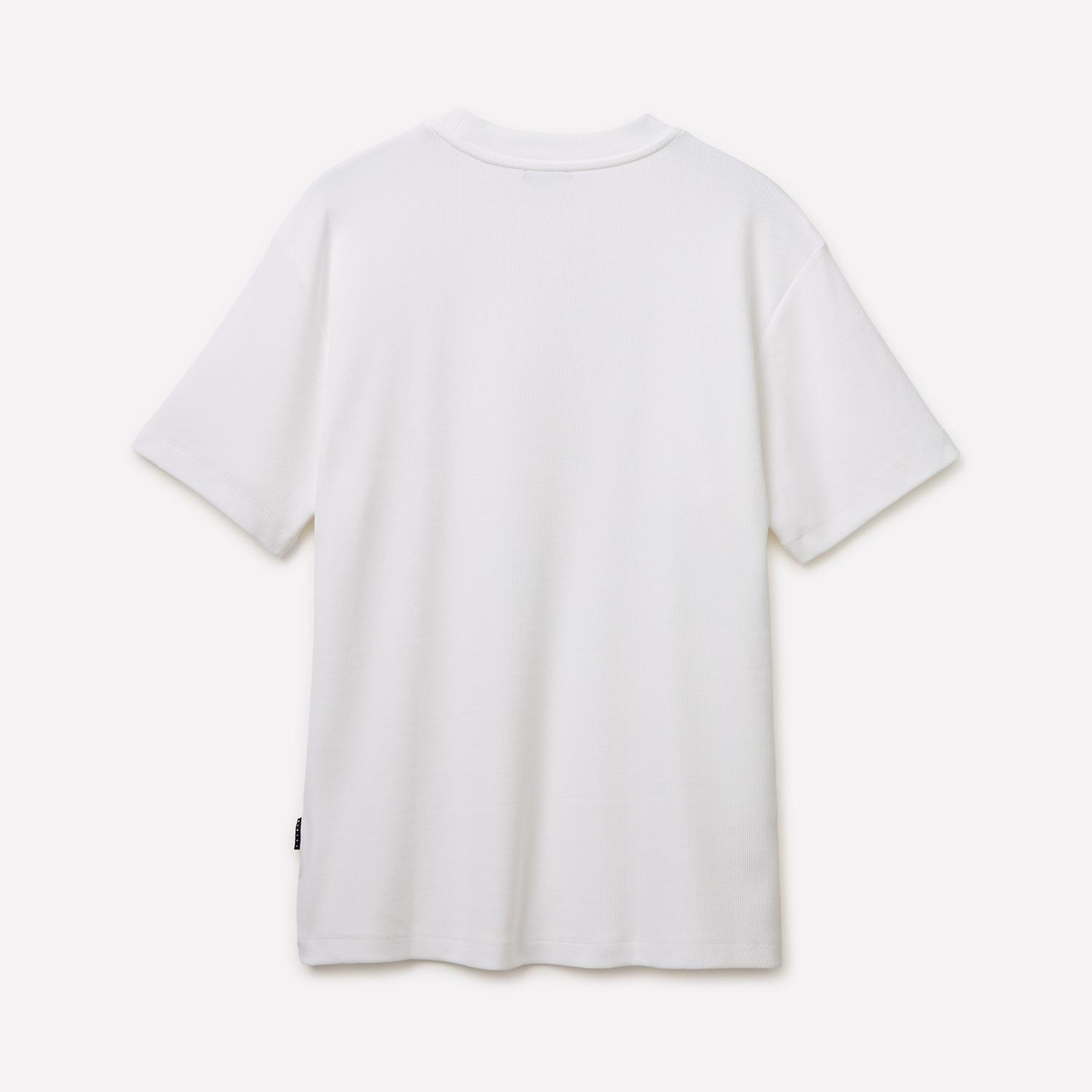 Erkek Beyaz Pamuk Karışımlı Fitilli Örgü Bisiklet Yaka T-Shirt