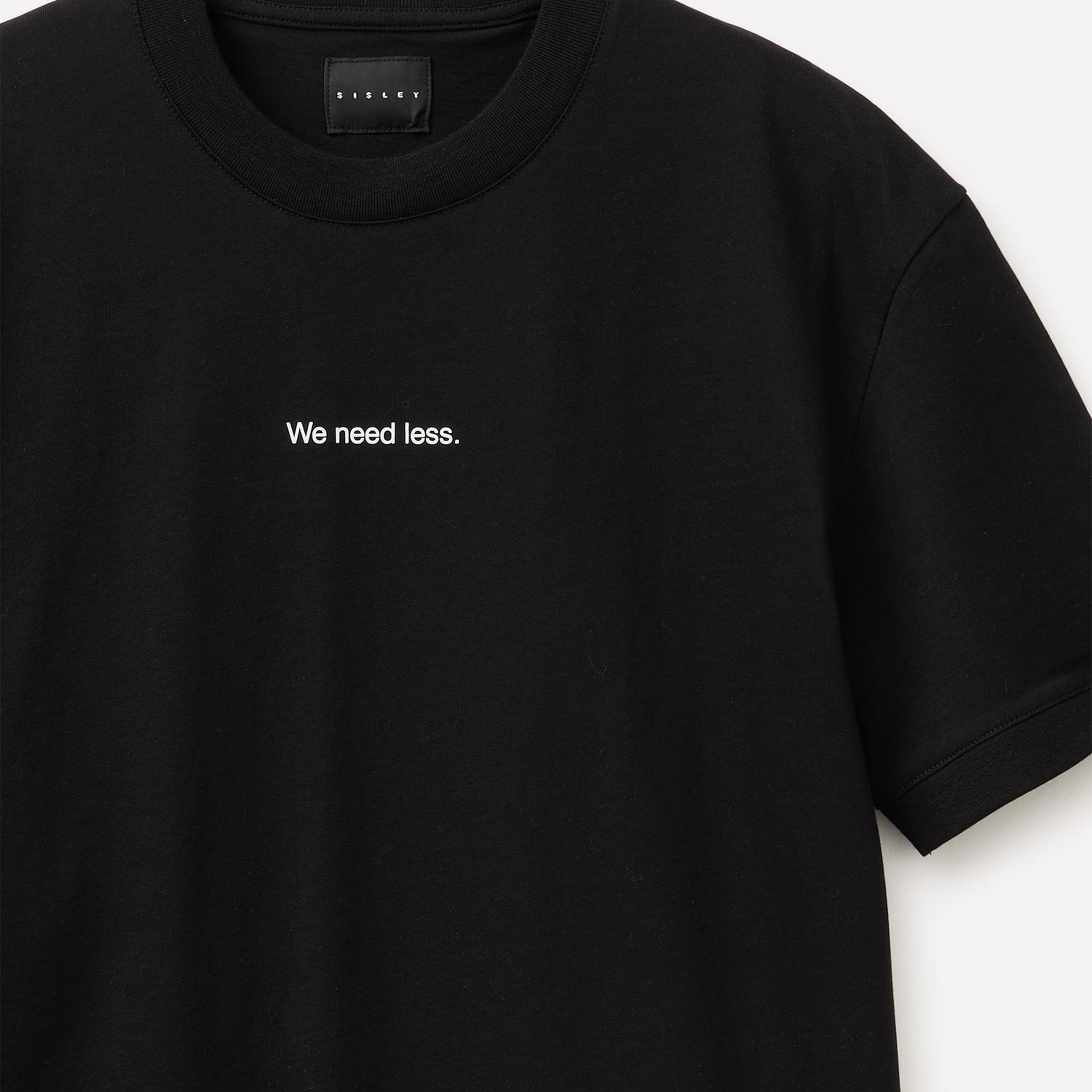 Erkek Siyah %100 Pamuk Önü Yazı Baskılı Bisiklet Yaka T-Shirt