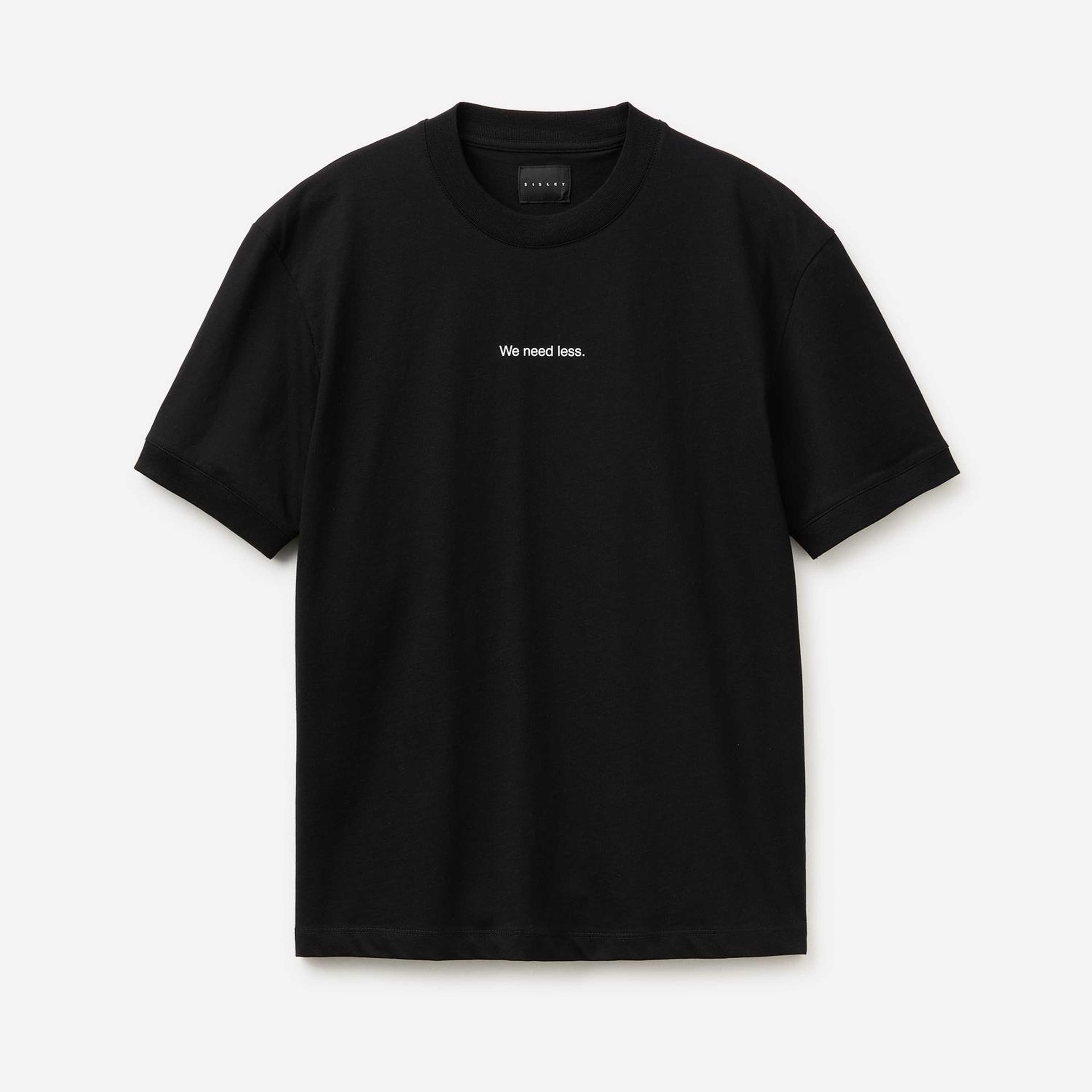 Erkek Siyah %100 Pamuk Önü Yazı Baskılı Bisiklet Yaka T-Shirt