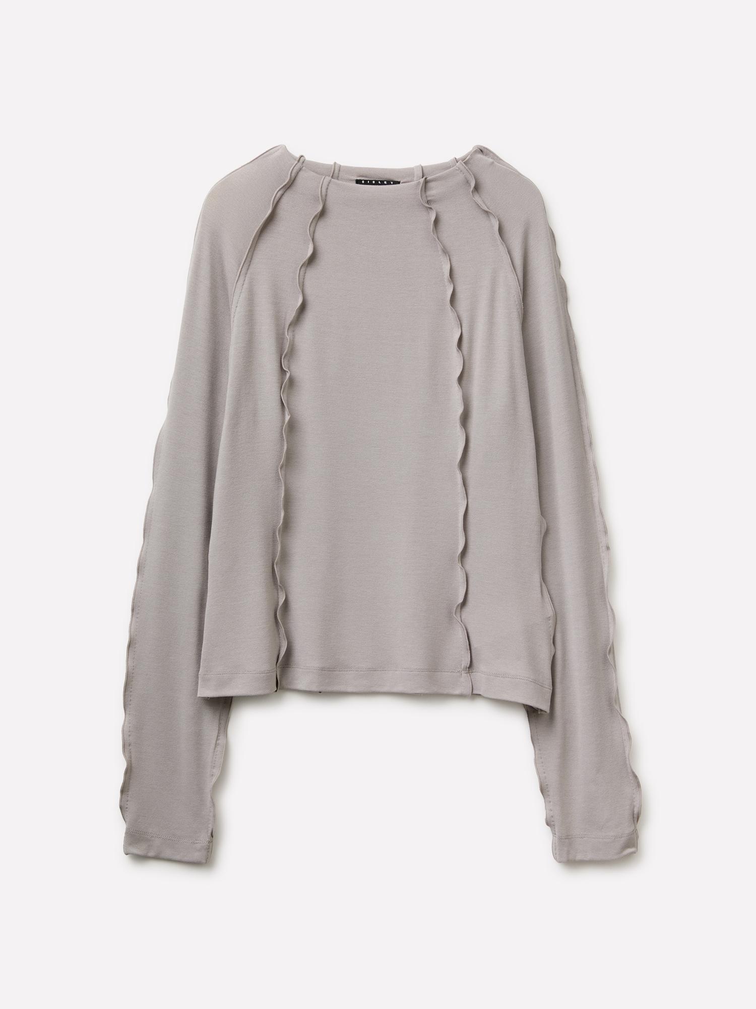 Kadın Açık Gri Viskoz Karışımlı Ters Dikiş Detaylı Regular Fit Sweatshirt