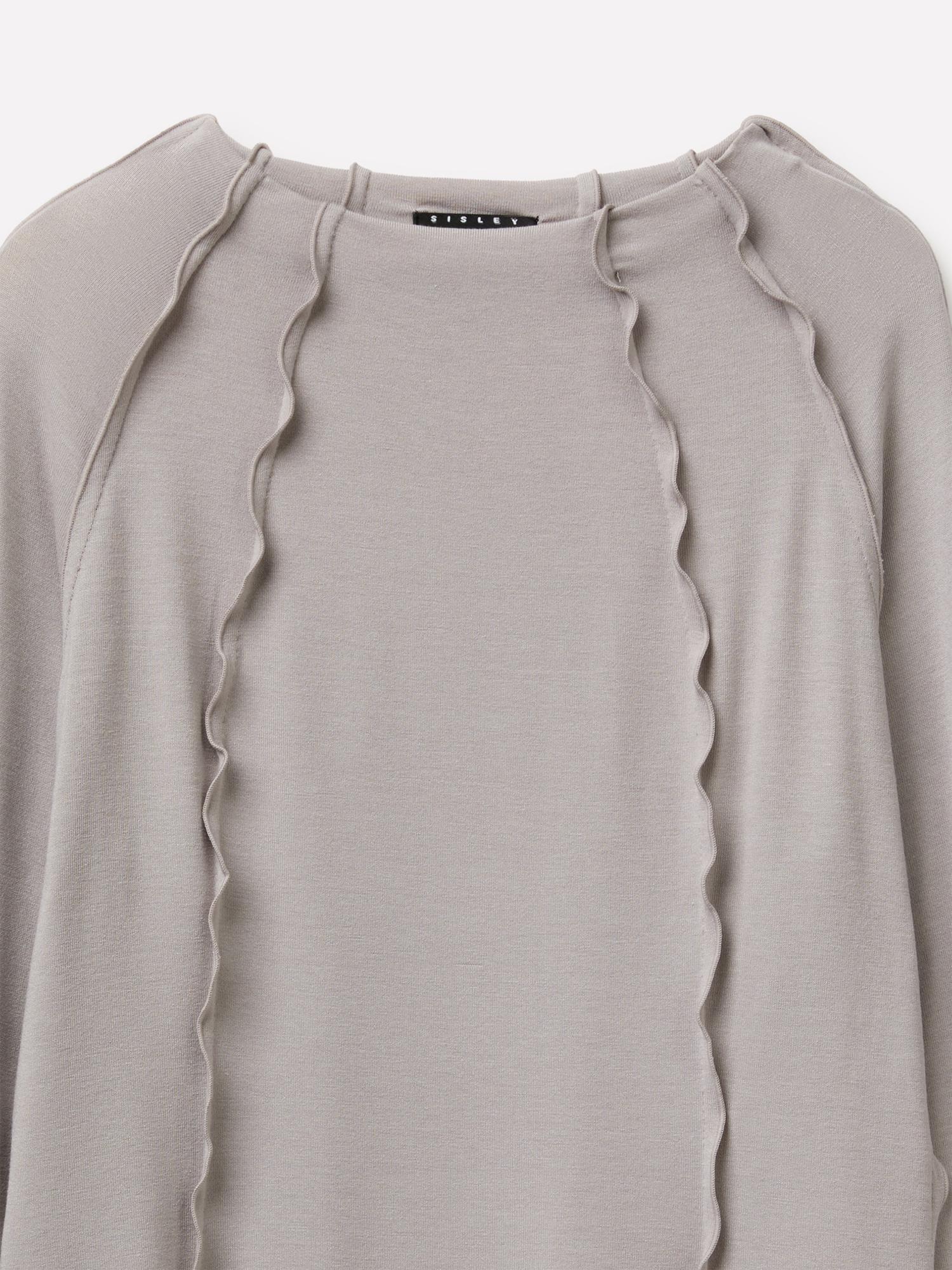 Kadın Açık Gri Viskoz Karışımlı Ters Dikiş Detaylı Regular Fit Sweatshirt