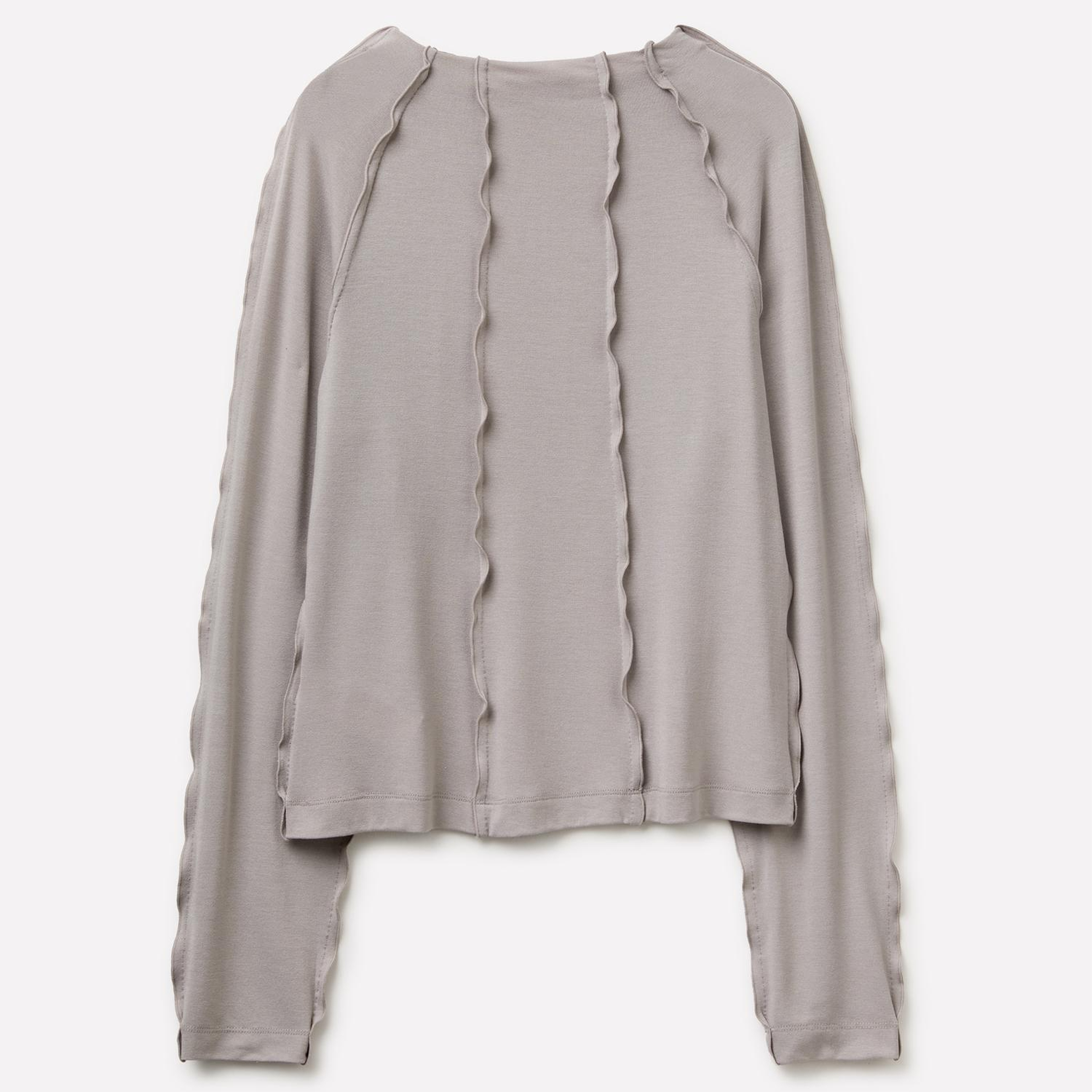 Kadın Açık  Gri Viskoz Karışımlı Ters Dikiş Detaylı Regular Fit Sweatshirt