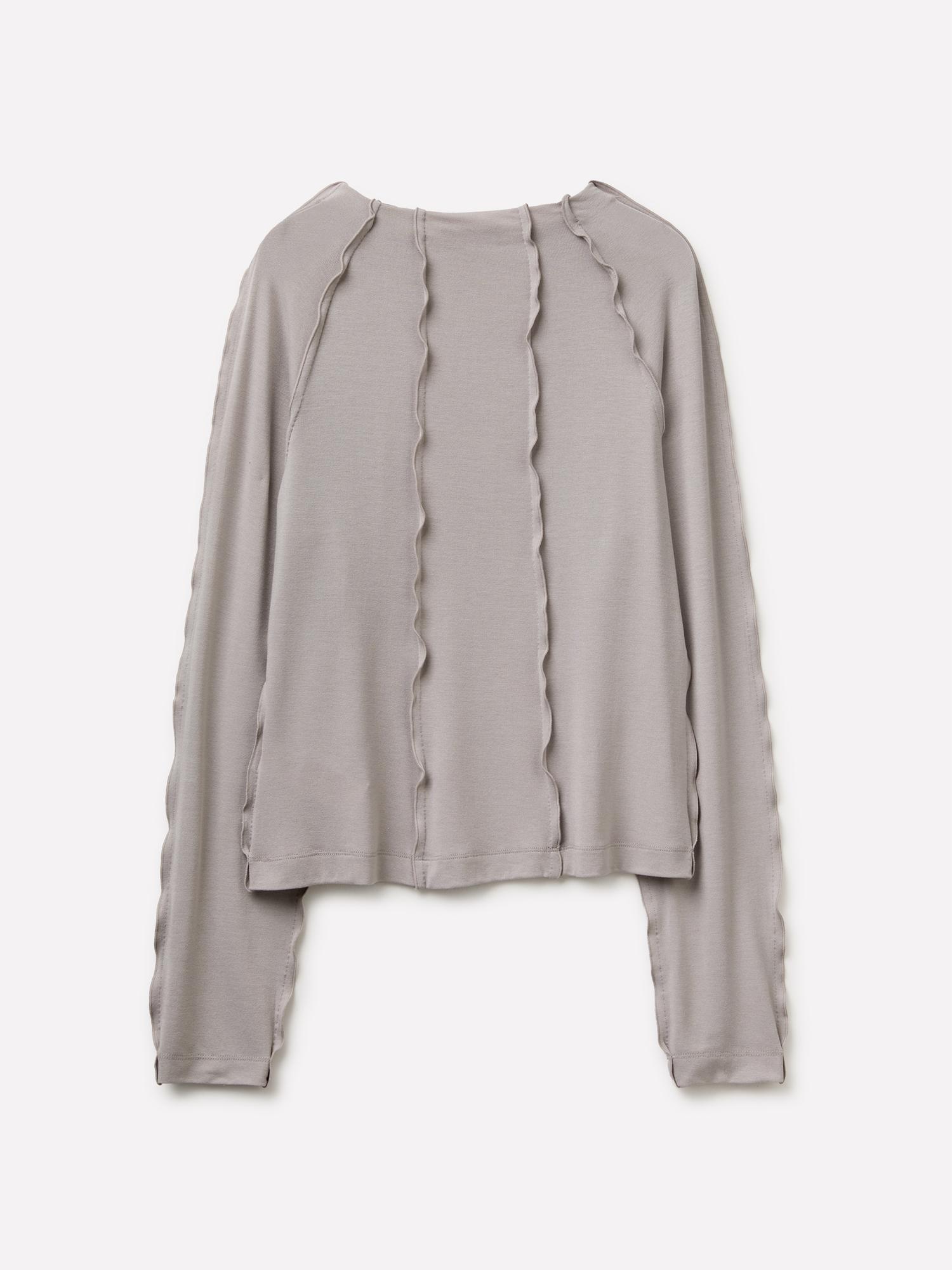 Kadın Açık Gri Viskoz Karışımlı Ters Dikiş Detaylı Regular Fit Sweatshirt