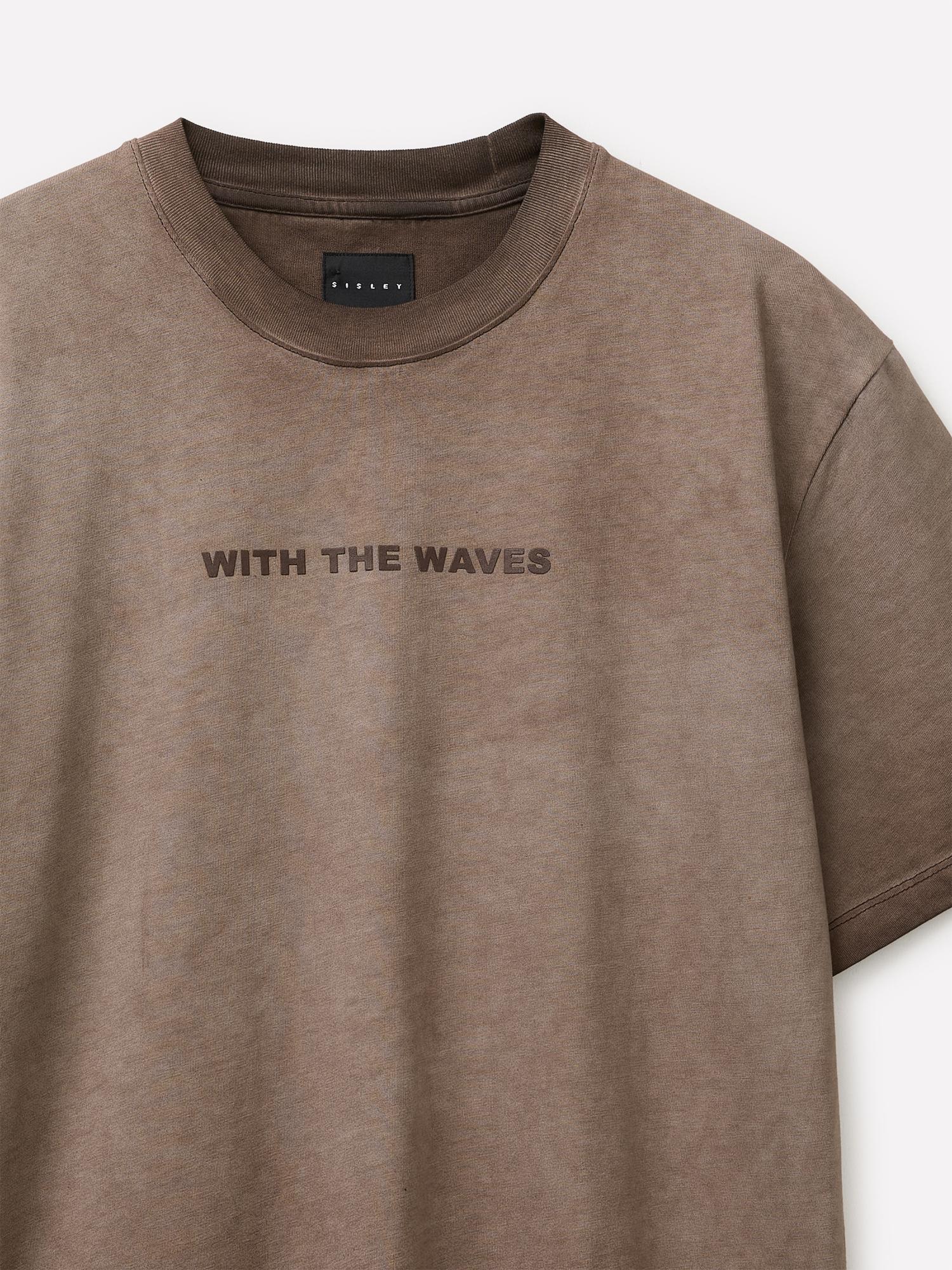 Erkek Krem %100 Pamuk Önü Baskı Detaylı Soluk Efektli T-Shirt