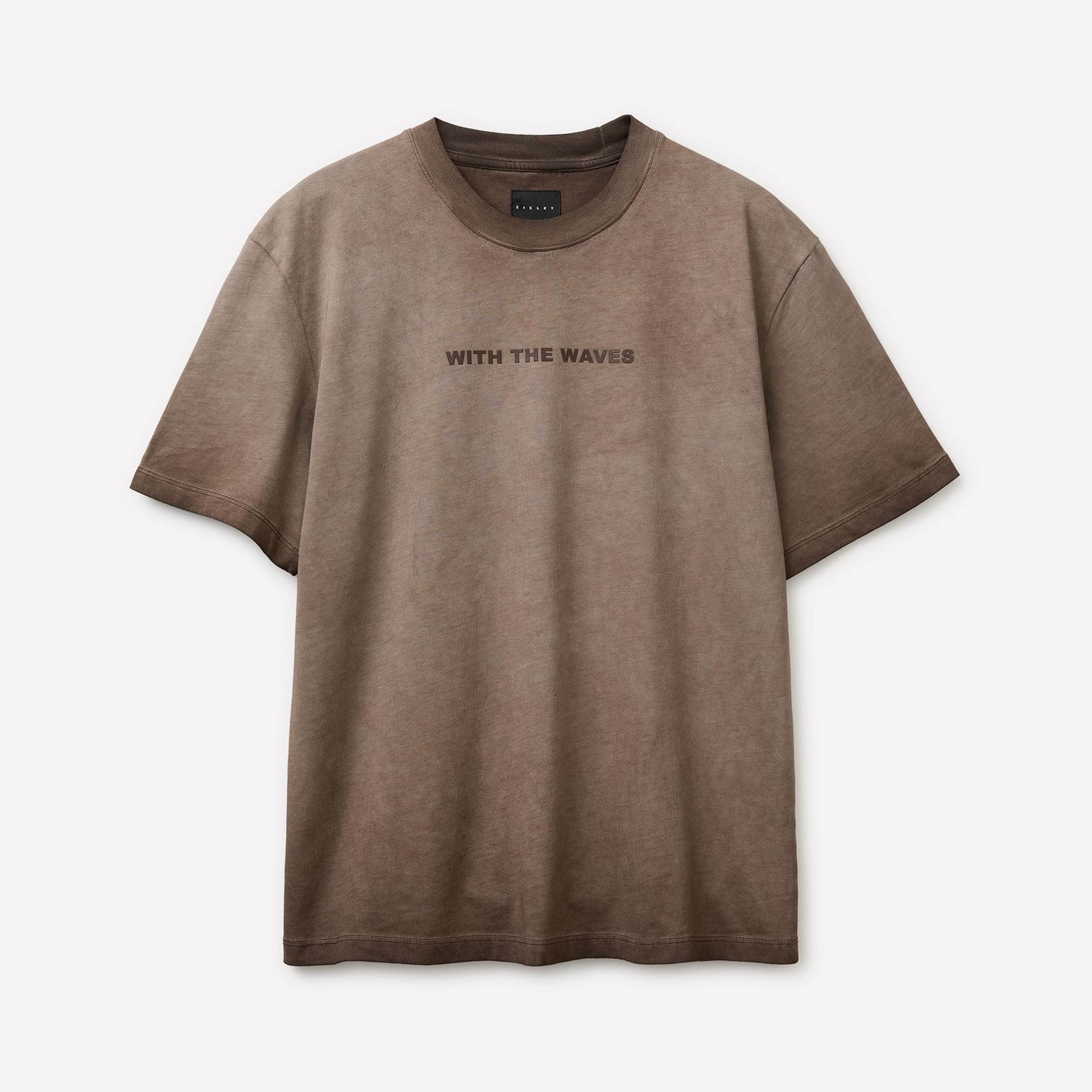 Erkek Krem %100 Pamuk Önü Baskı Detaylı Soluk Efektli T-Shirt
