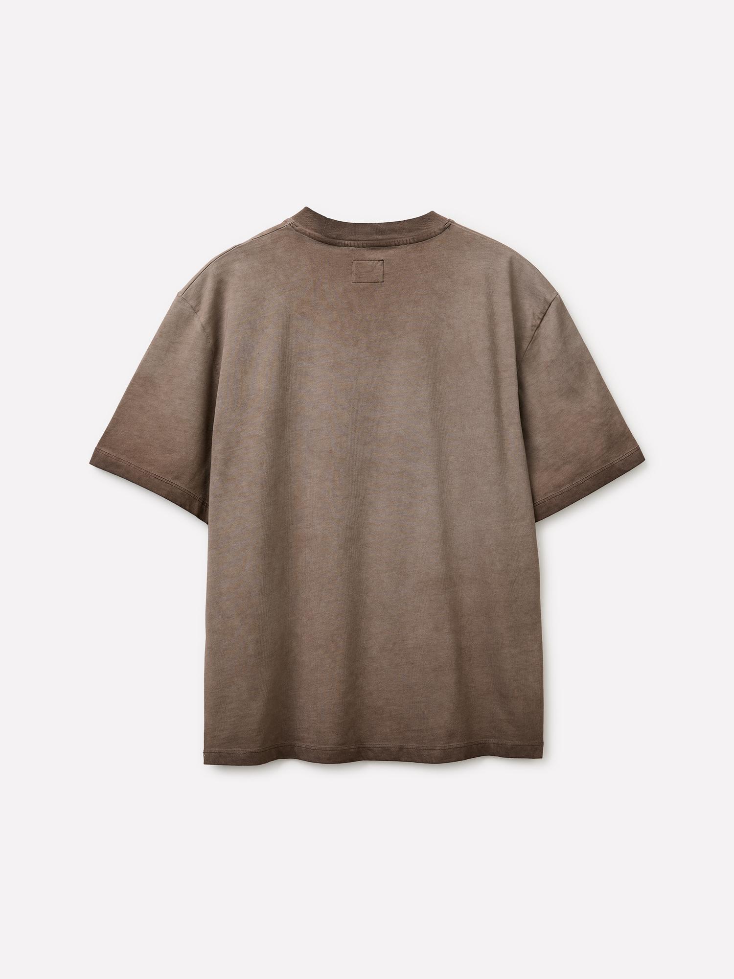 Erkek Krem %100 Pamuk Önü Baskı Detaylı Soluk Efektli T-Shirt