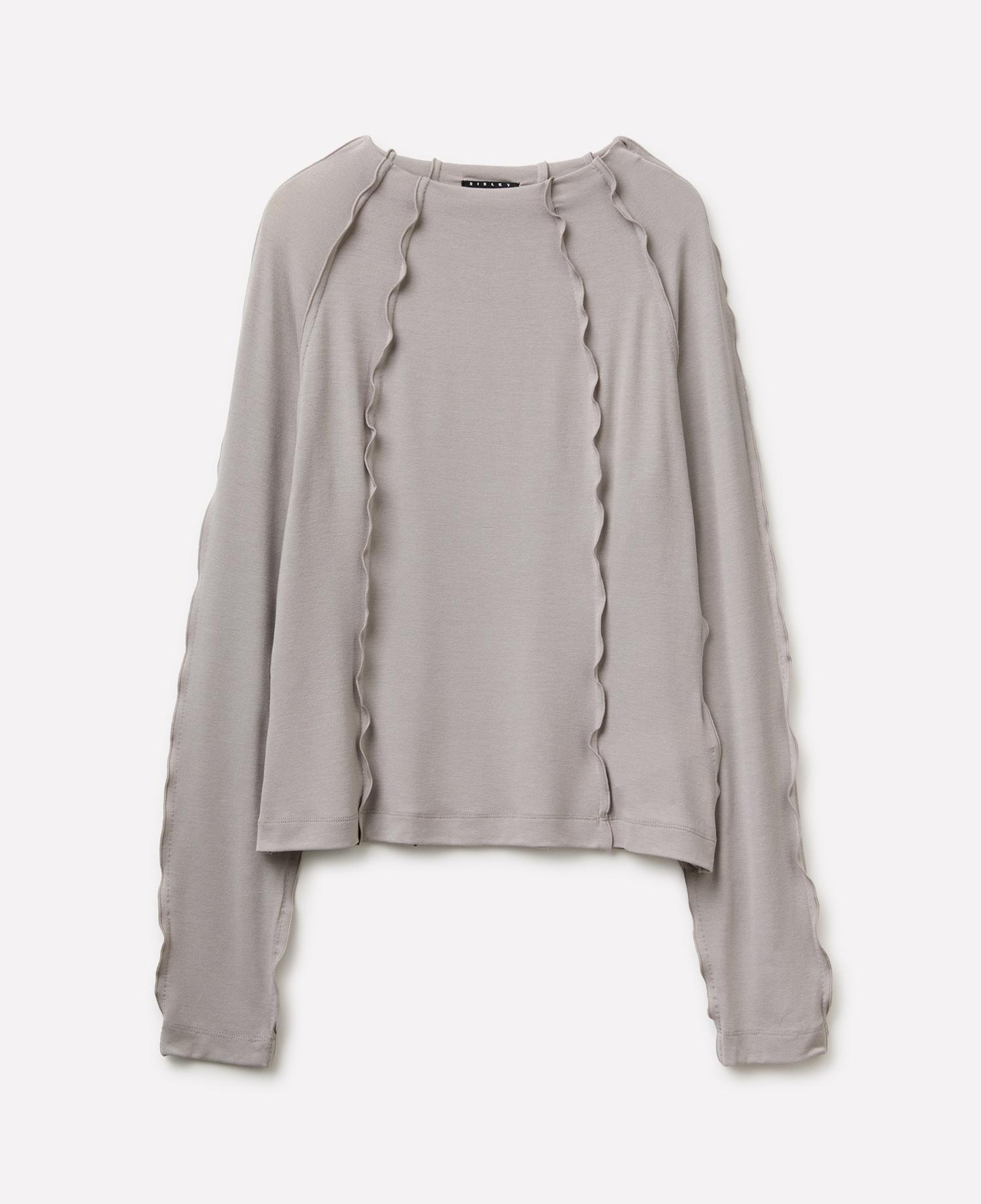 Kadın Açık  Gri Viskoz Karışımlı Ters Dikiş Detaylı Regular Fit Sweatshirt