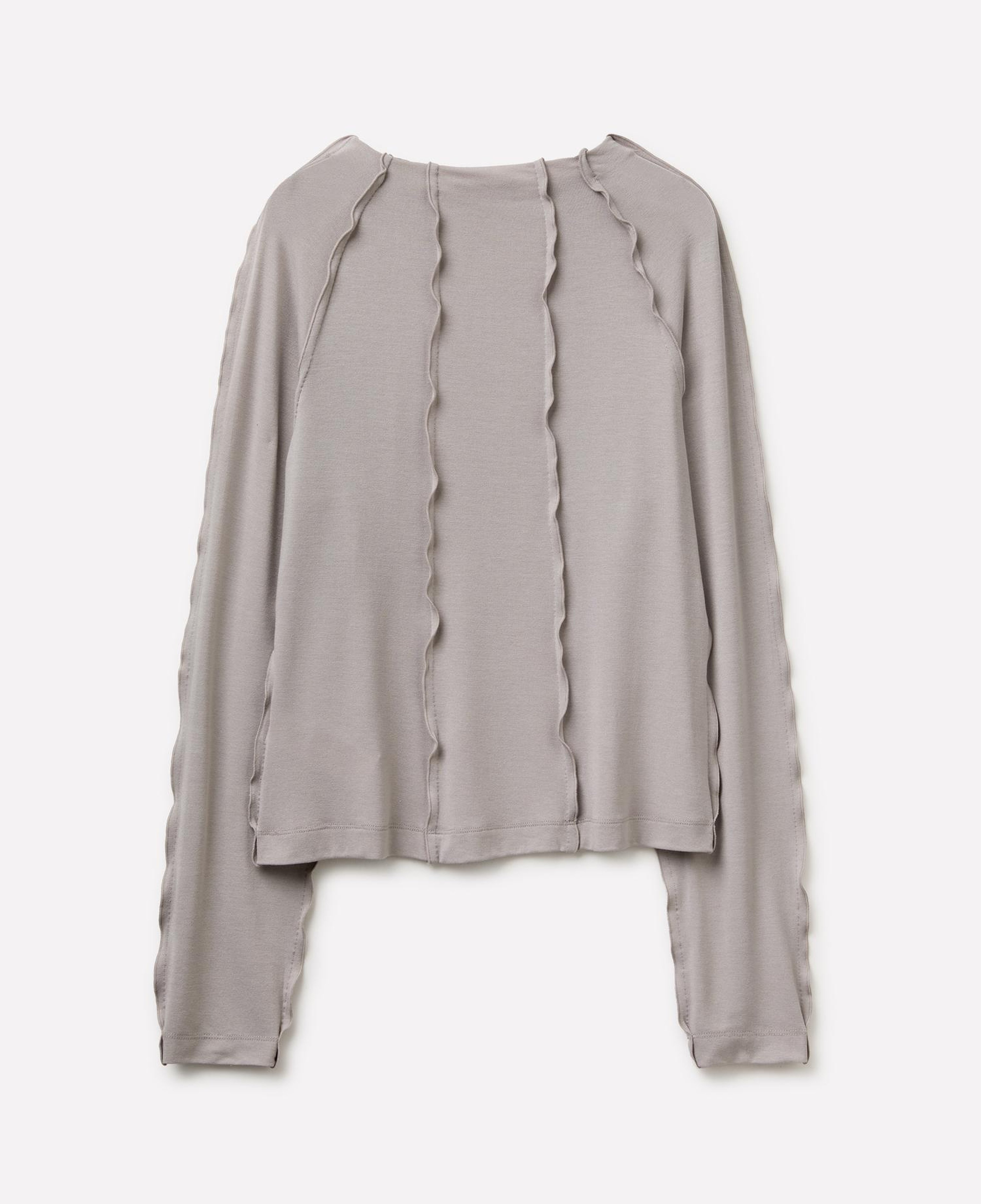 Kadın Açık  Gri Viskoz Karışımlı Ters Dikiş Detaylı Regular Fit Sweatshirt