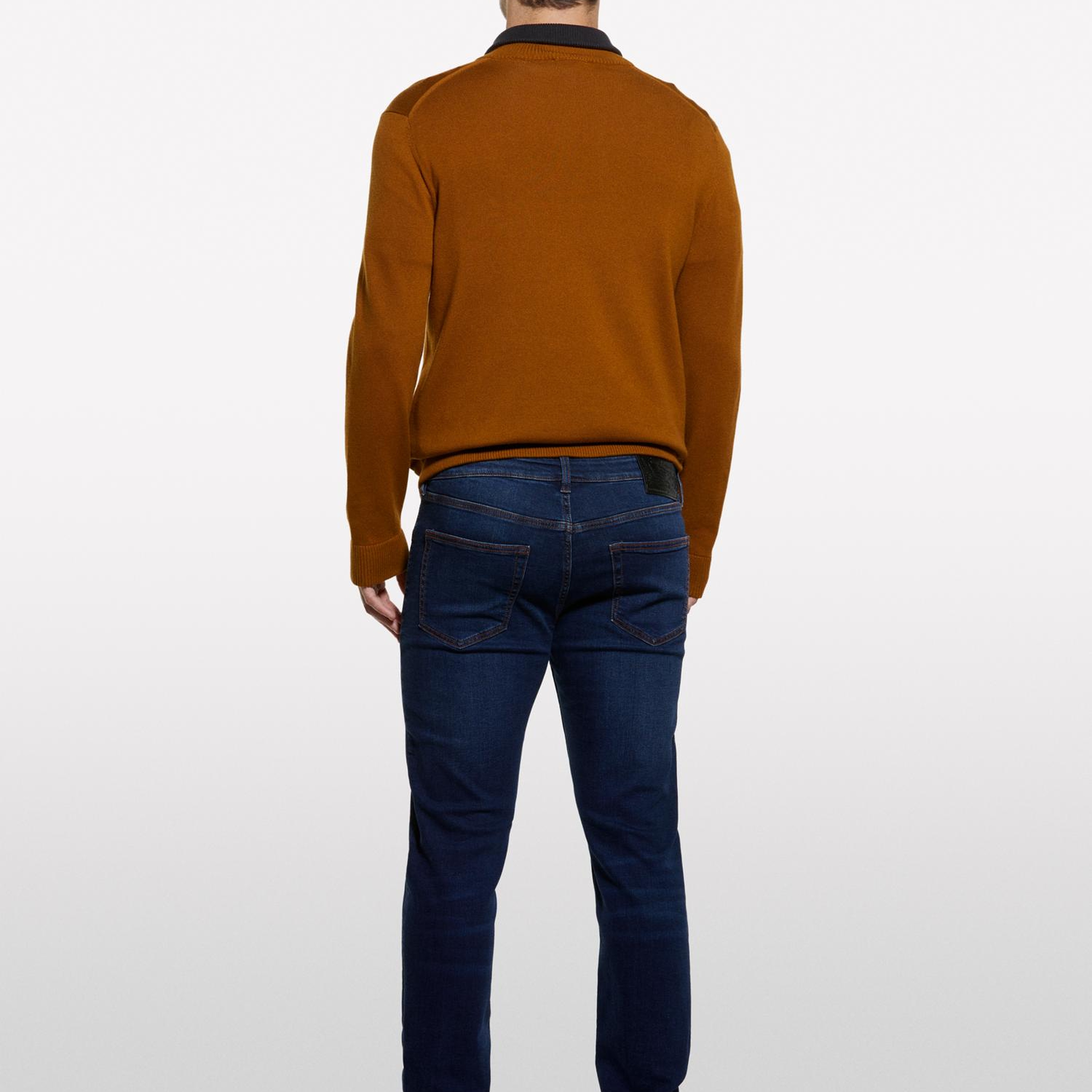 Erkek Koyu Mavi Pamuk Karışımlı Düşük Bel Skinny Fit Denim Pantolon