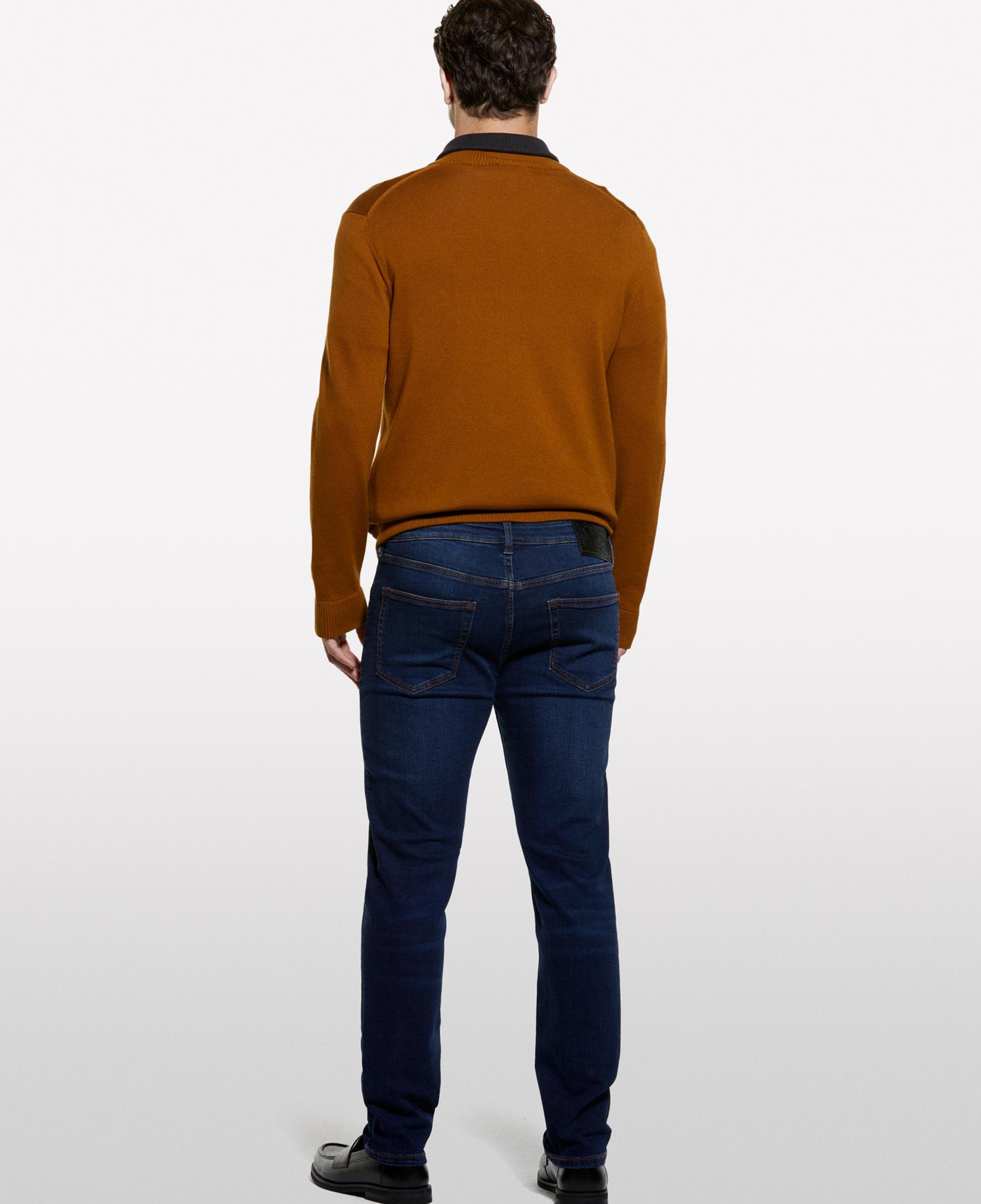 Erkek Koyu Mavi Pamuk Karışımlı Düşük Bel Skinny Fit Denim Pantolon