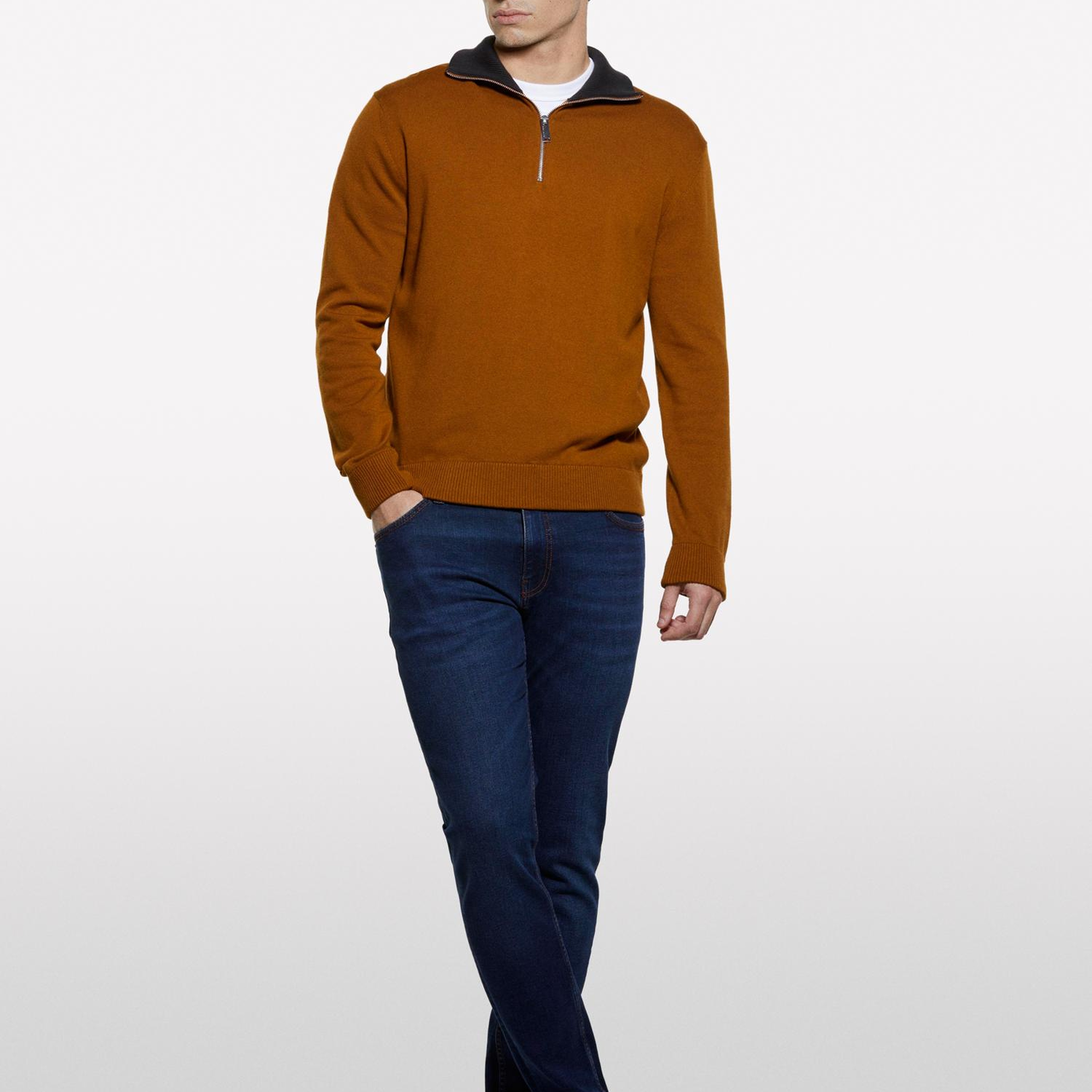 Erkek Koyu Mavi Pamuk Karışımlı Düşük Bel Skinny Fit Denim Pantolon