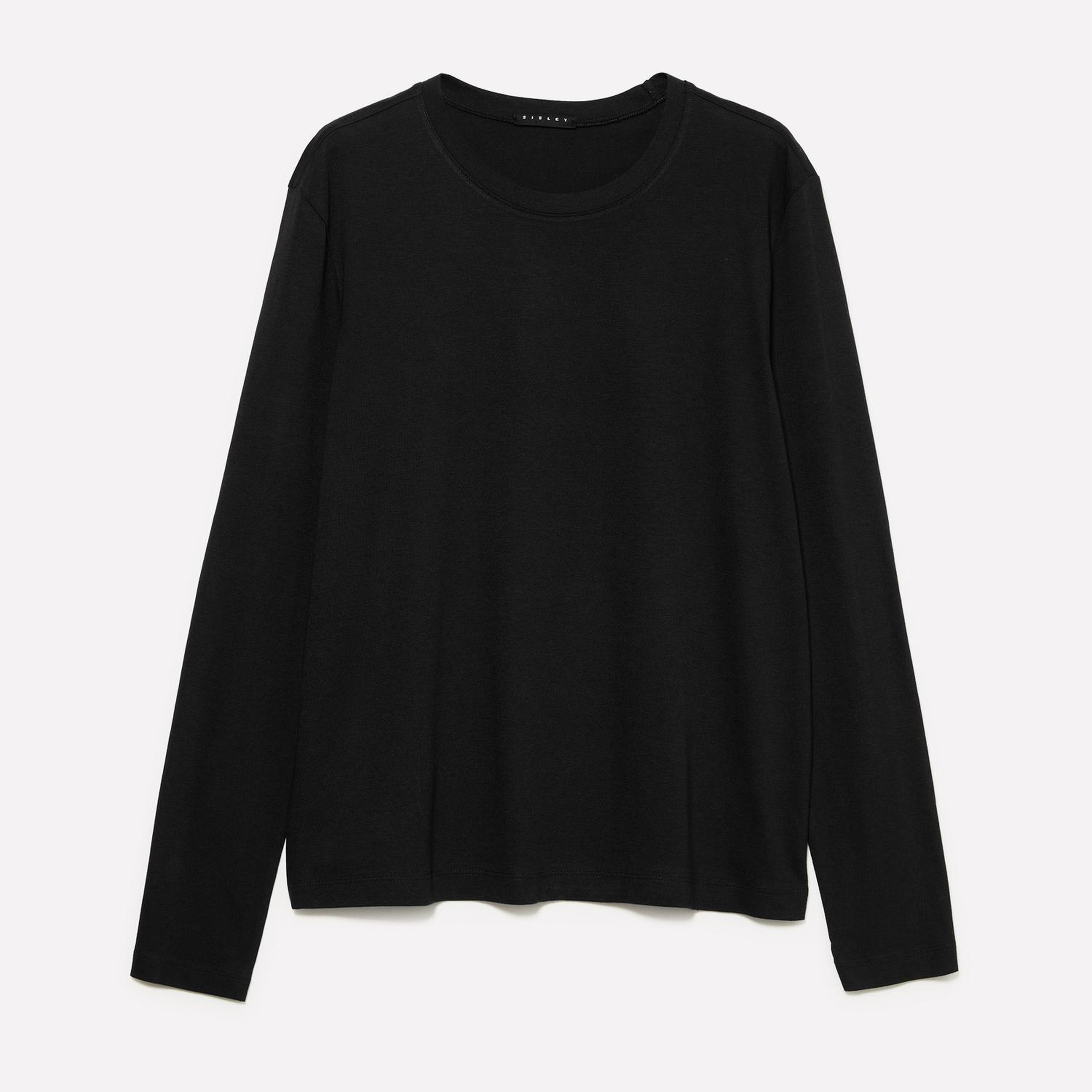 Kadın Siyah Modal Karışımlı Regular Fit Uzun Kollu T-Shirt