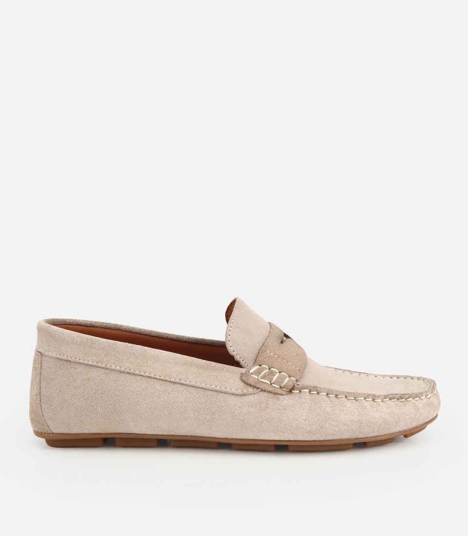 Erkek Süet Deri Bej Comfort Günlük Loafer
