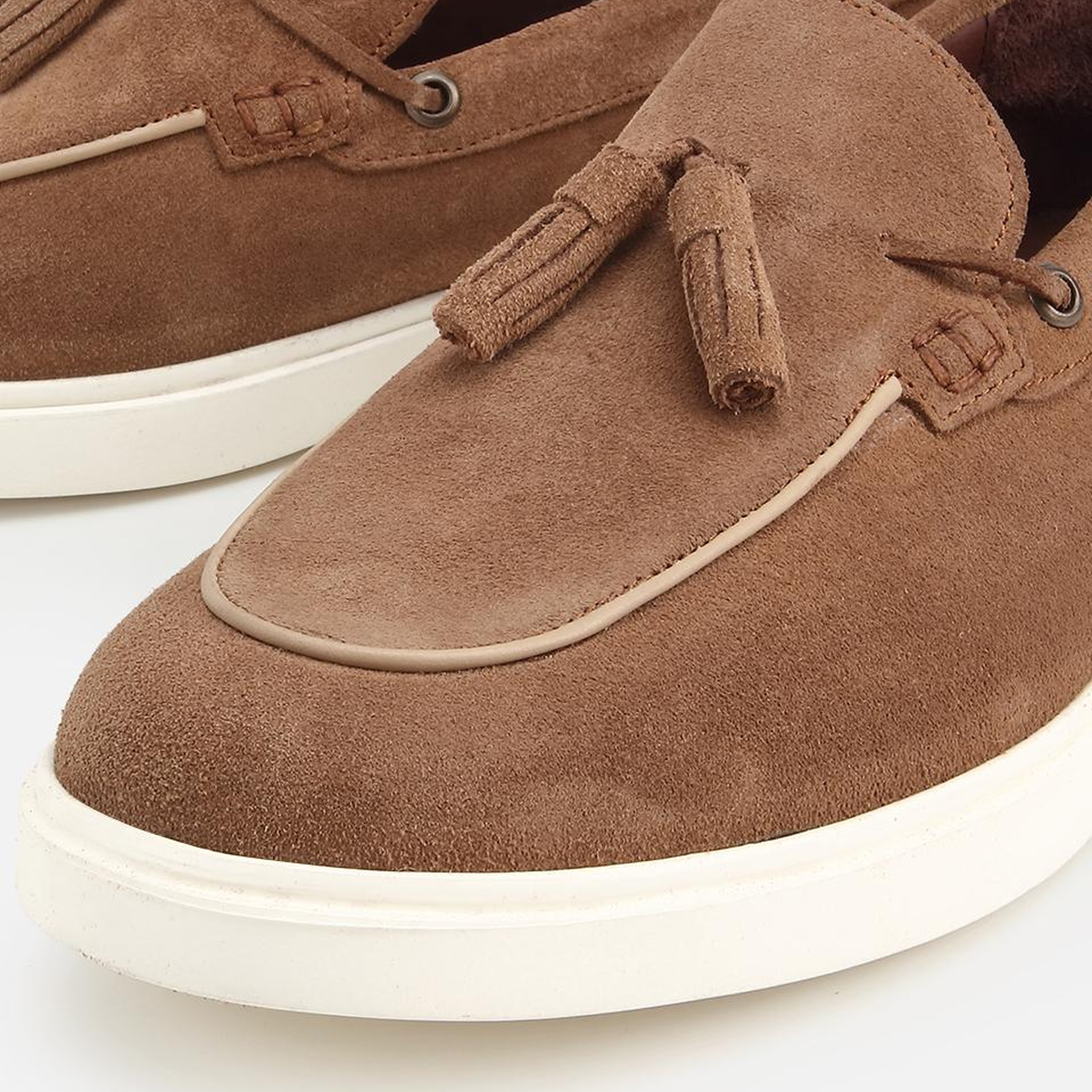 Erkek Süet Deri Kahverengi Püskül Detaylı Günlük Loafer