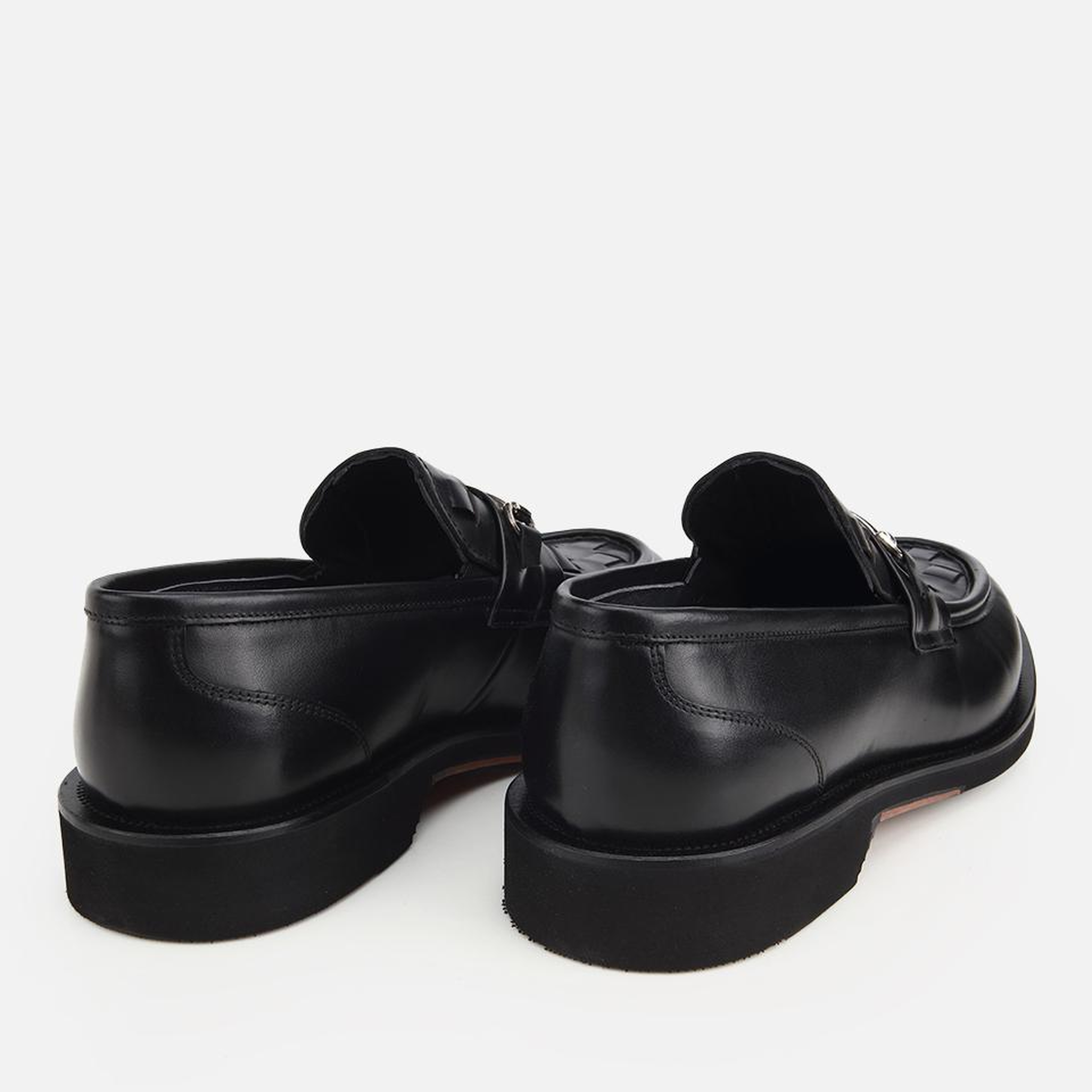 Erkek Deri Siyah Örme Metal Detaylı Klasik Loafer