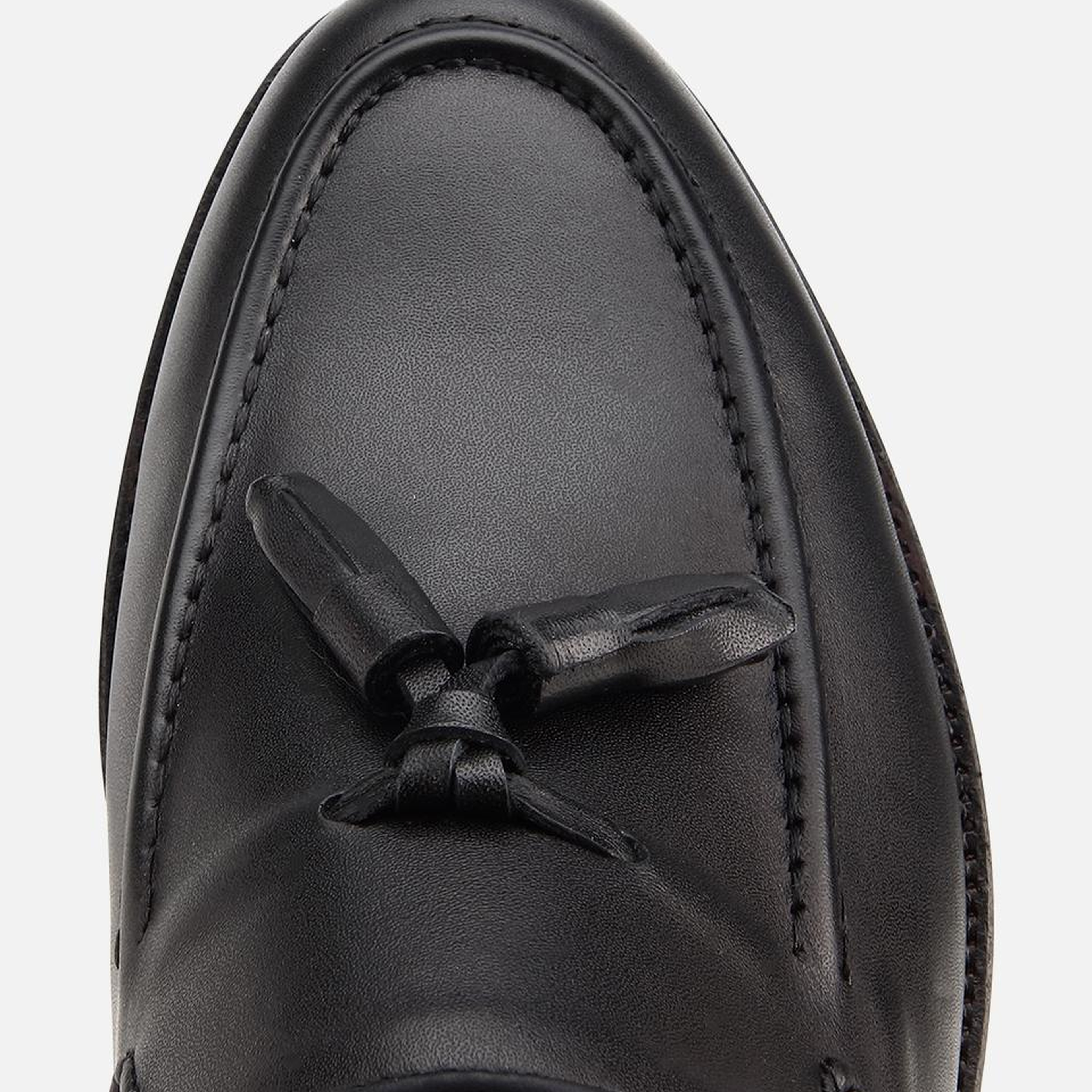 Erkek Deri Siyah Püskül Detaylı Klasik Loafer