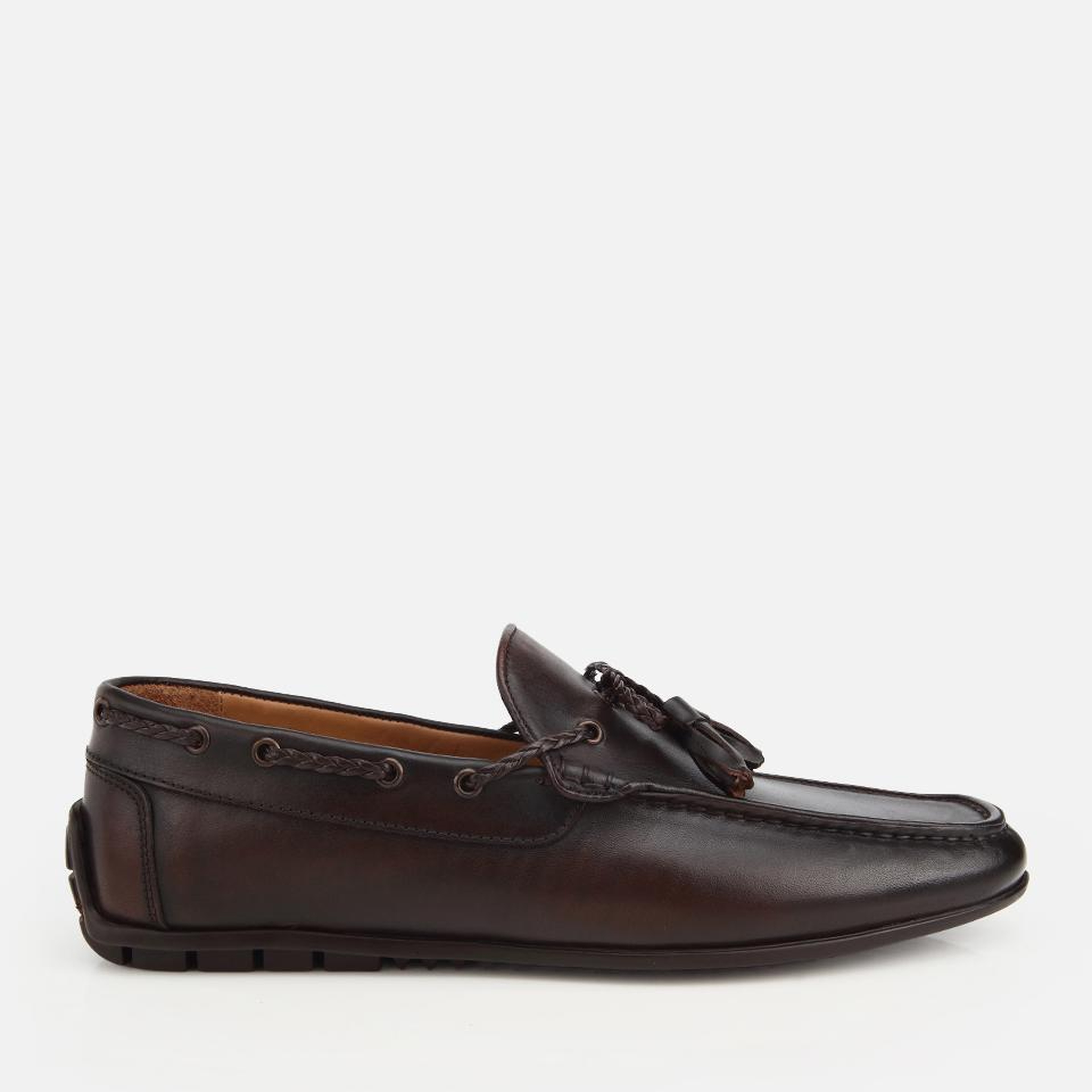 Erkek Deri Kahverengi Püskül Dikiş Detaylı Klasik Loafer