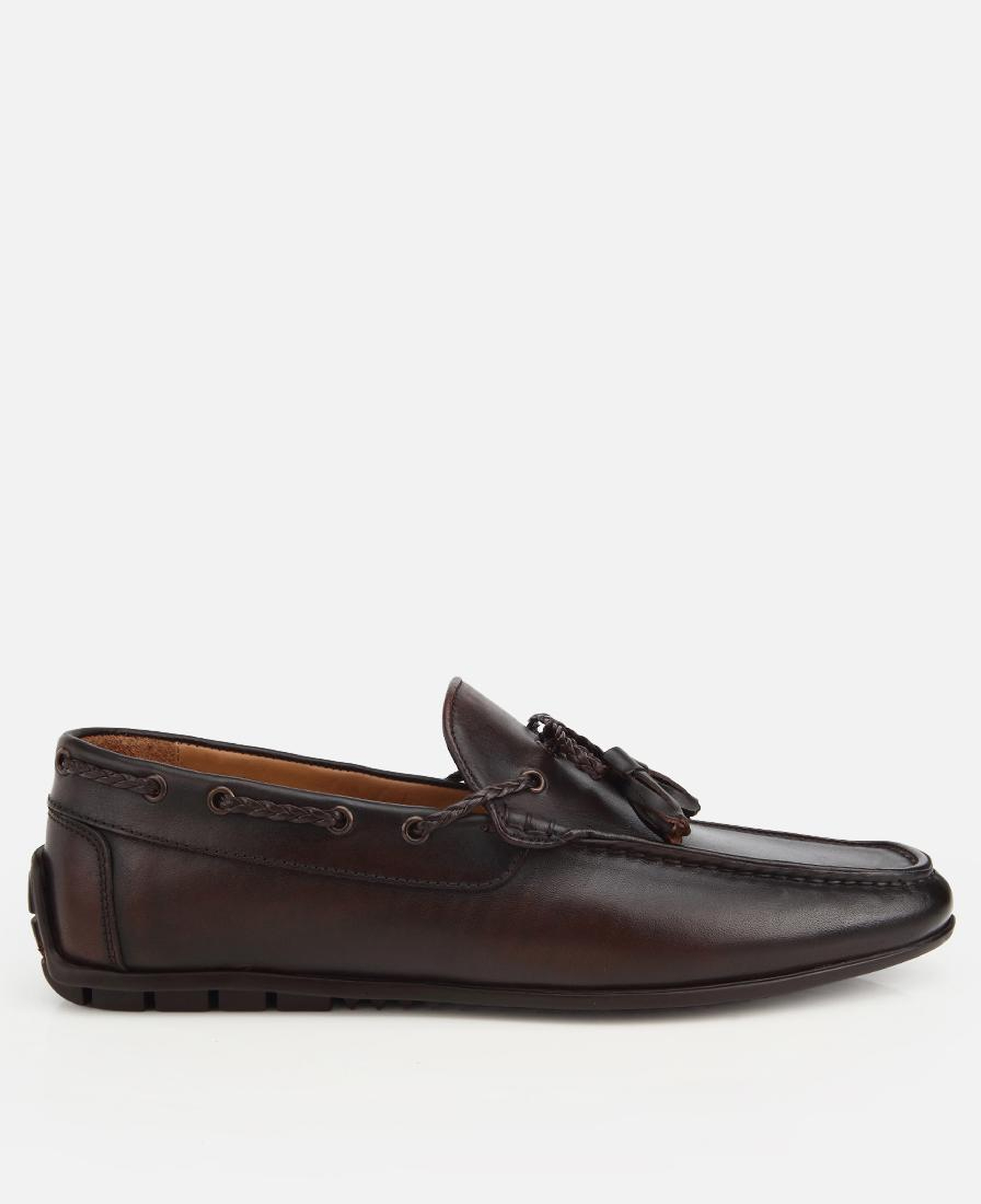 Erkek Deri Kahverengi Püskül Dikiş Detaylı Klasik Loafer
