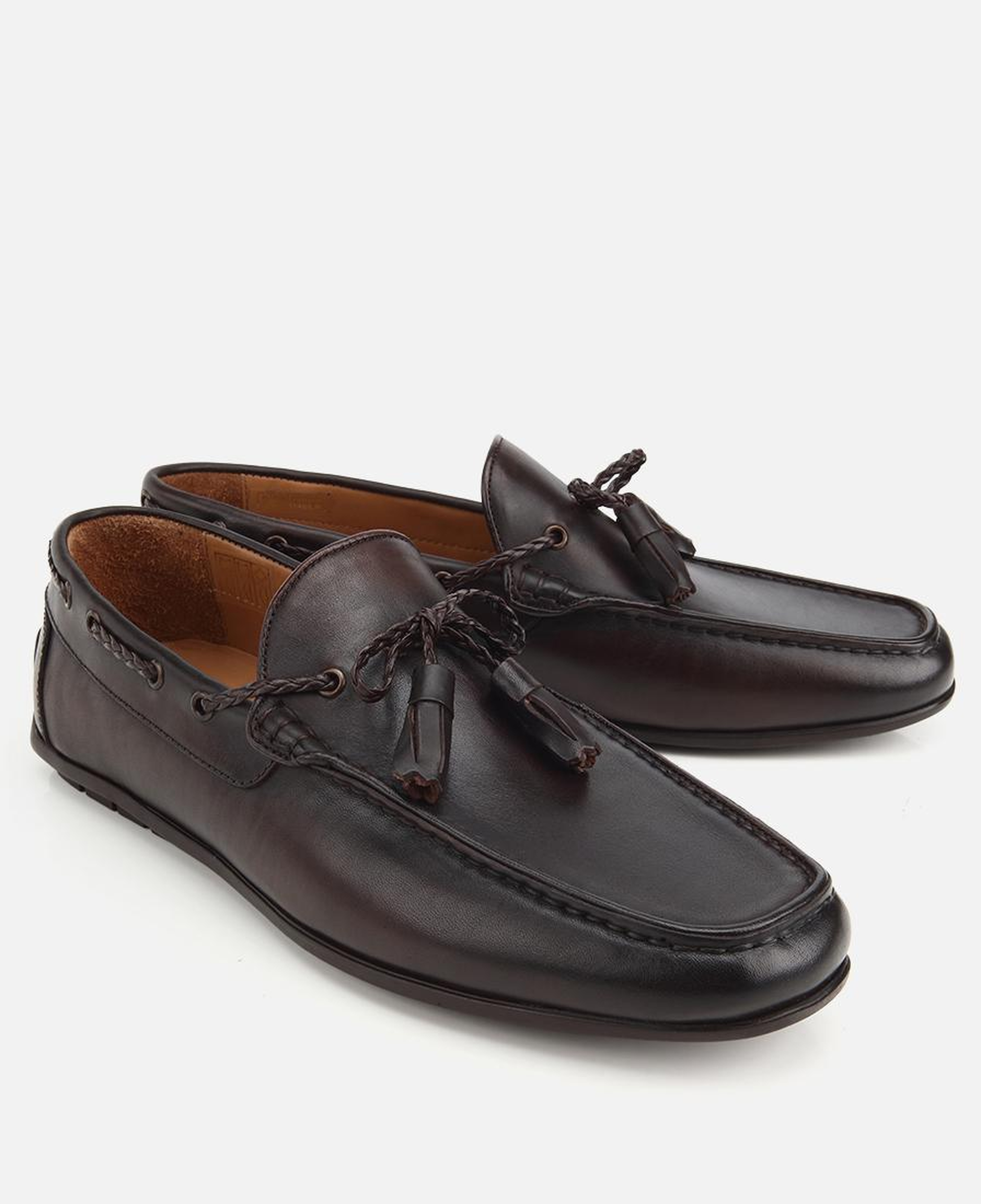 Erkek Deri Kahverengi Püskül Dikiş Detaylı Klasik Loafer