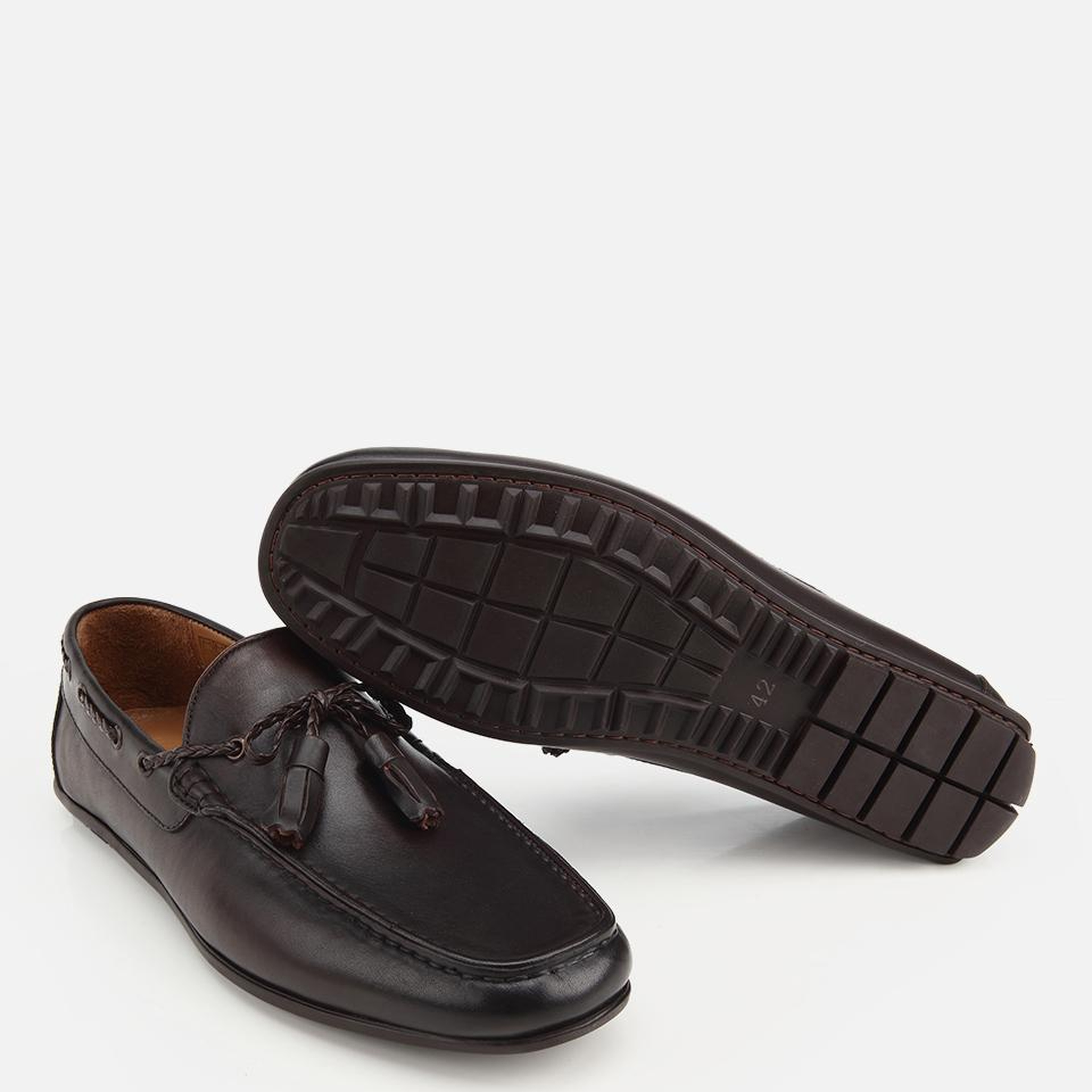 Erkek Deri Kahverengi Püskül Dikiş Detaylı Klasik Loafer