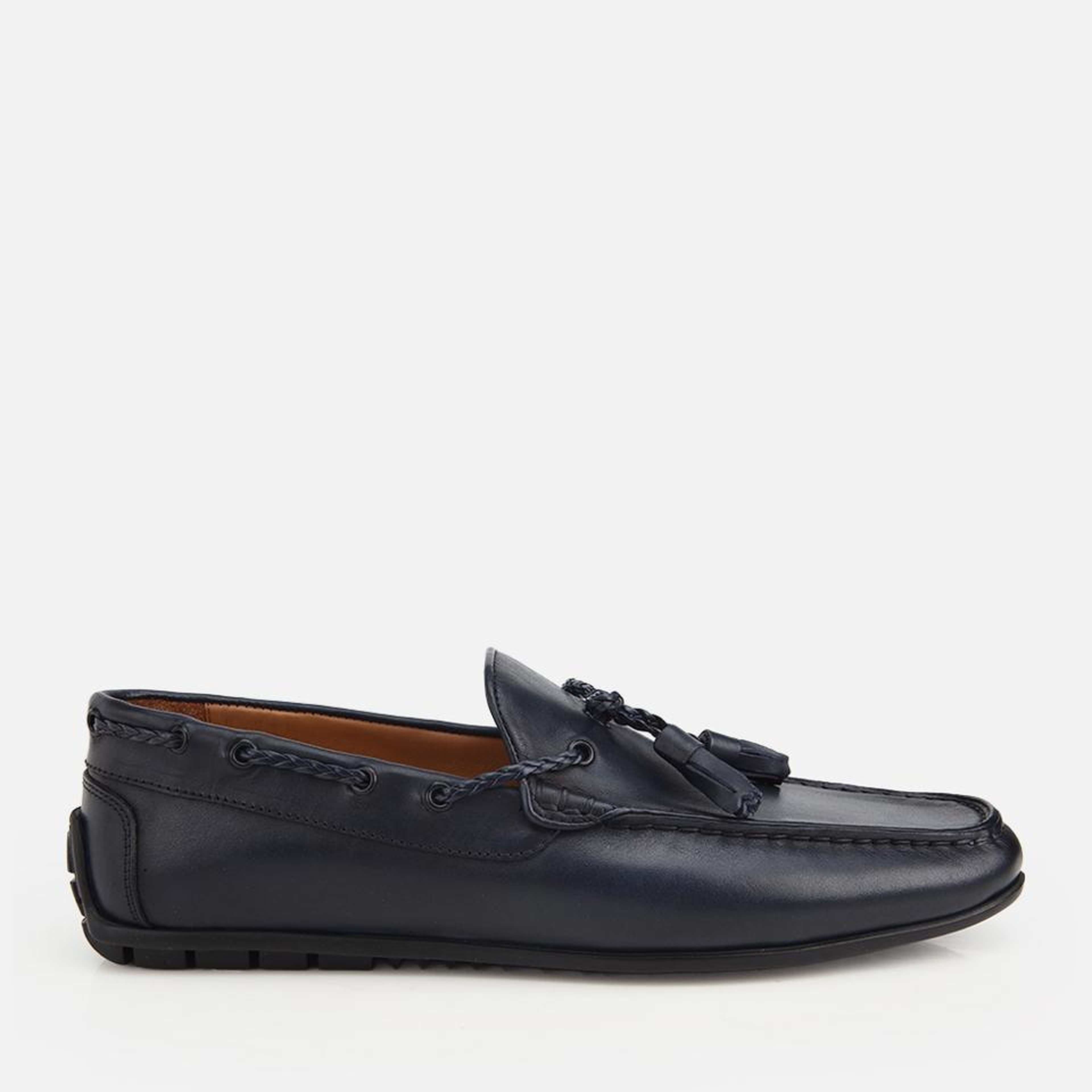 Erkek Deri Lacivert Püskül Dikiş Detaylı Klasik Loafer