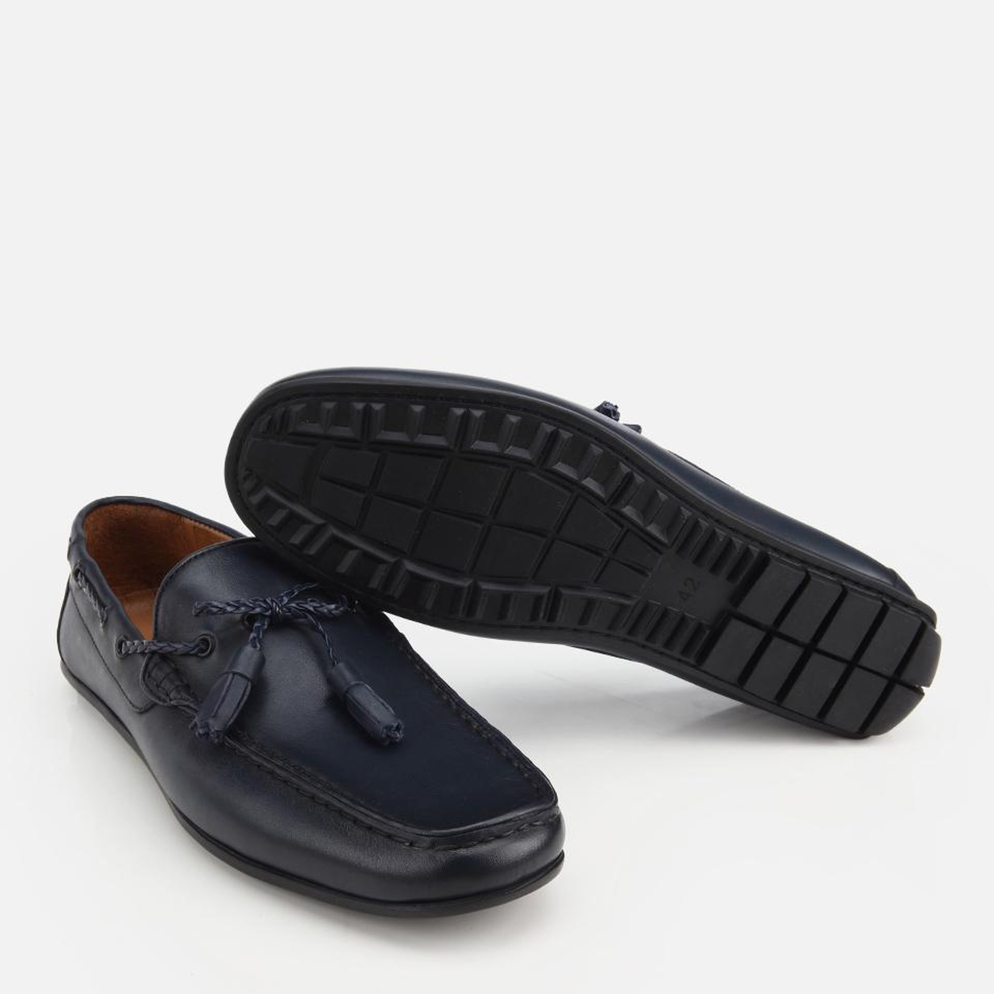 Erkek Deri Lacivert Püskül Dikiş Detaylı Klasik Loafer