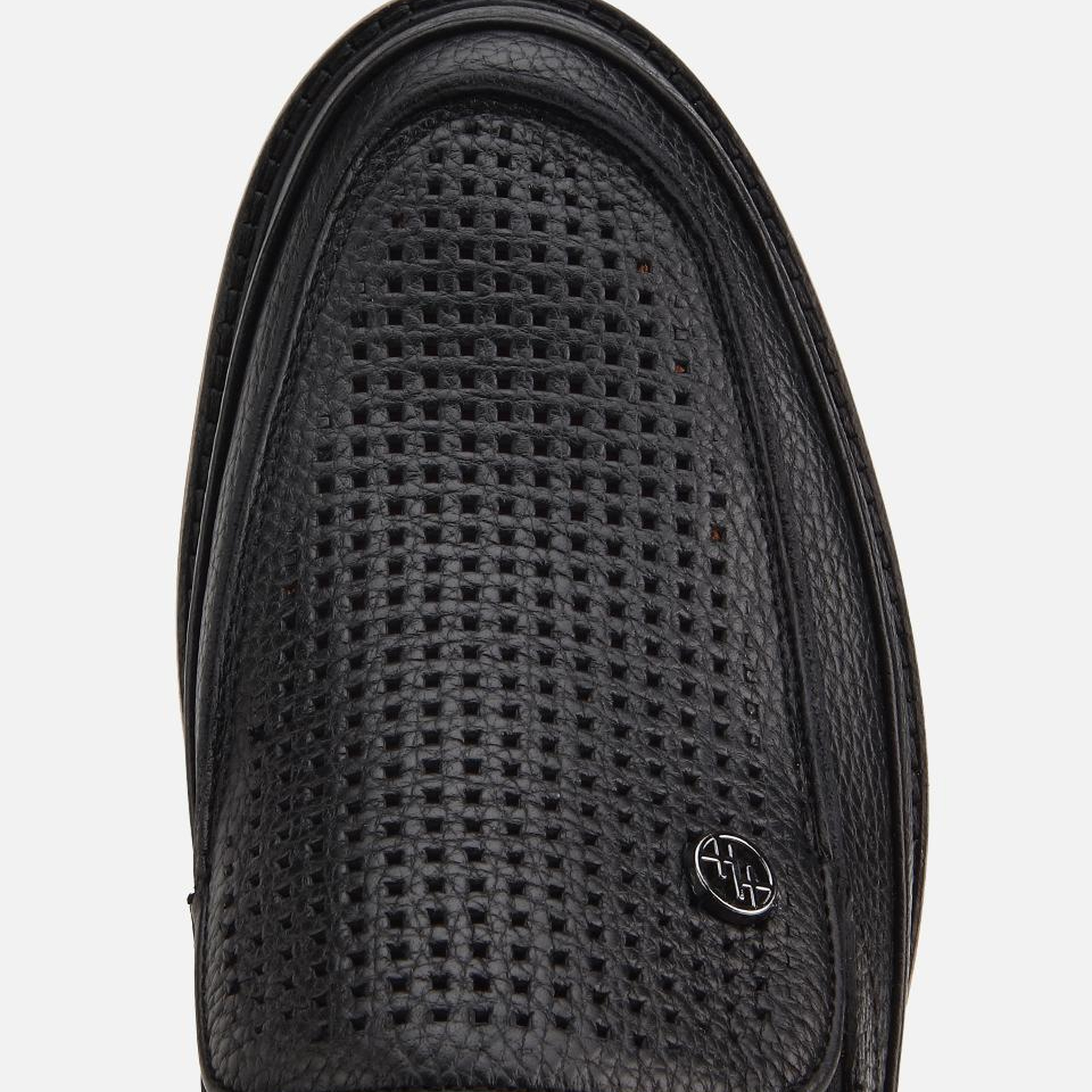 Erkek Deri Siyah Delikli Hafif Tabanlı Klasik Loafer