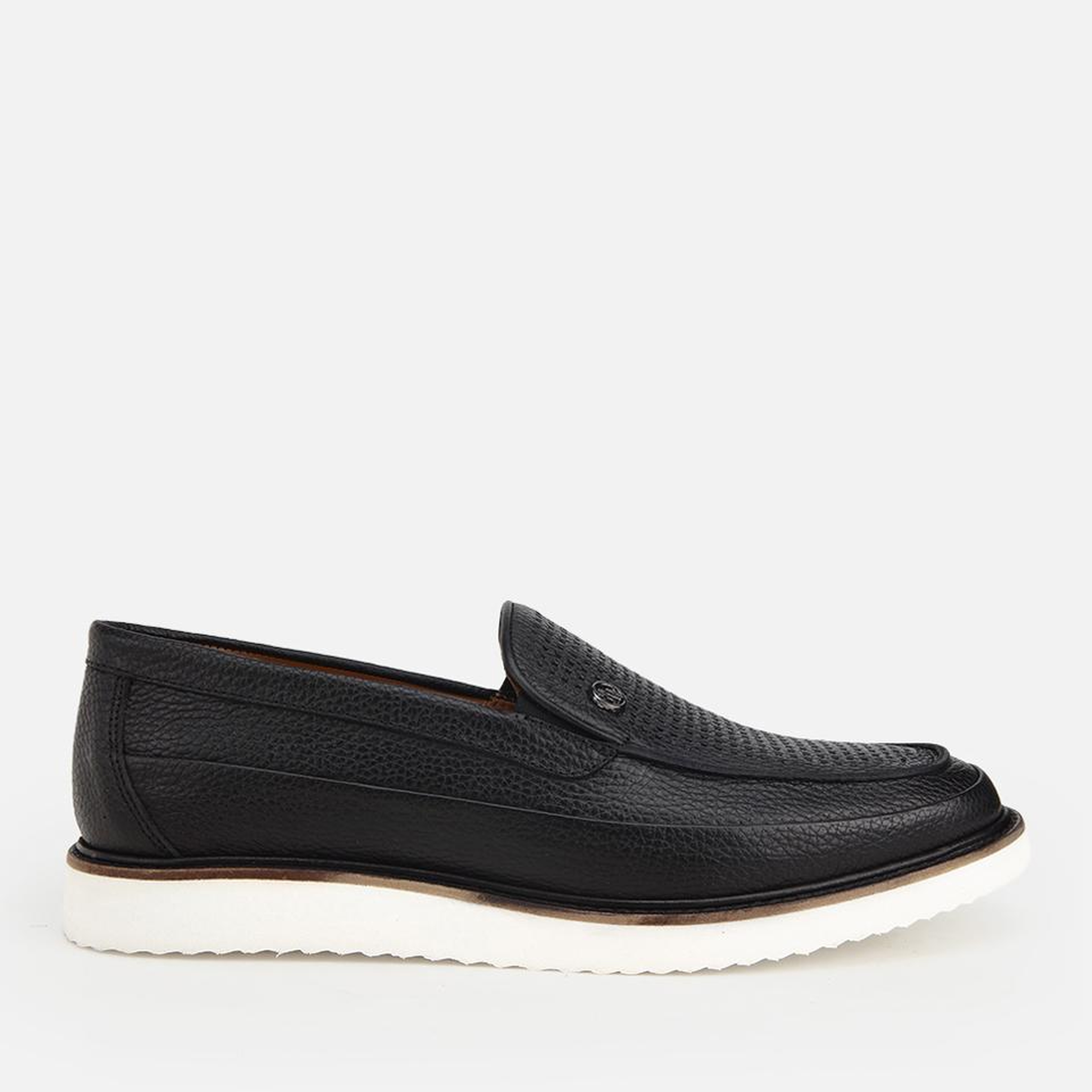 Erkek Deri Siyah Delikli Hafif Tabanlı Klasik Loafer