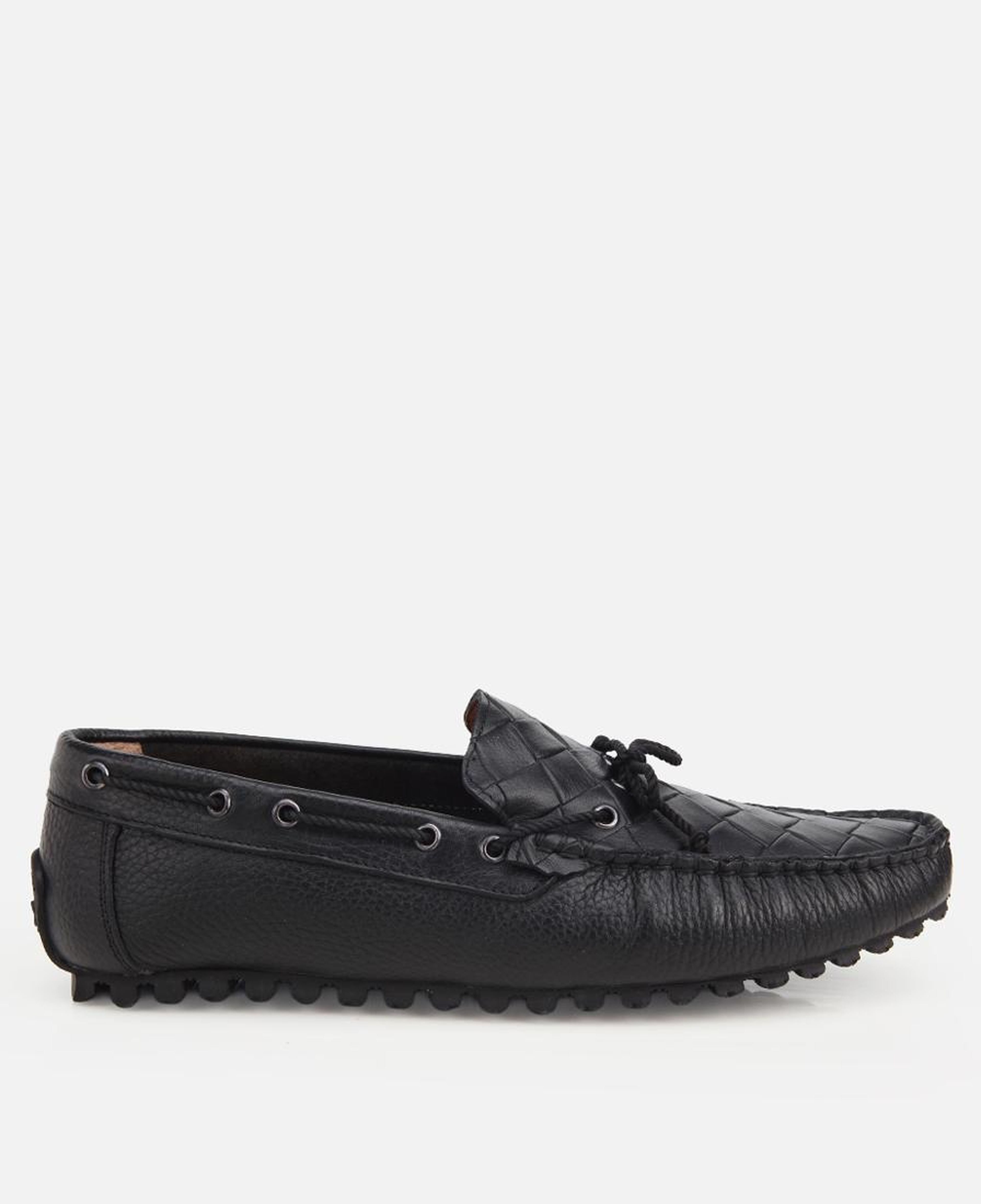 Erkek Deri Siyah Kroko Detaylı Günlük Loafer