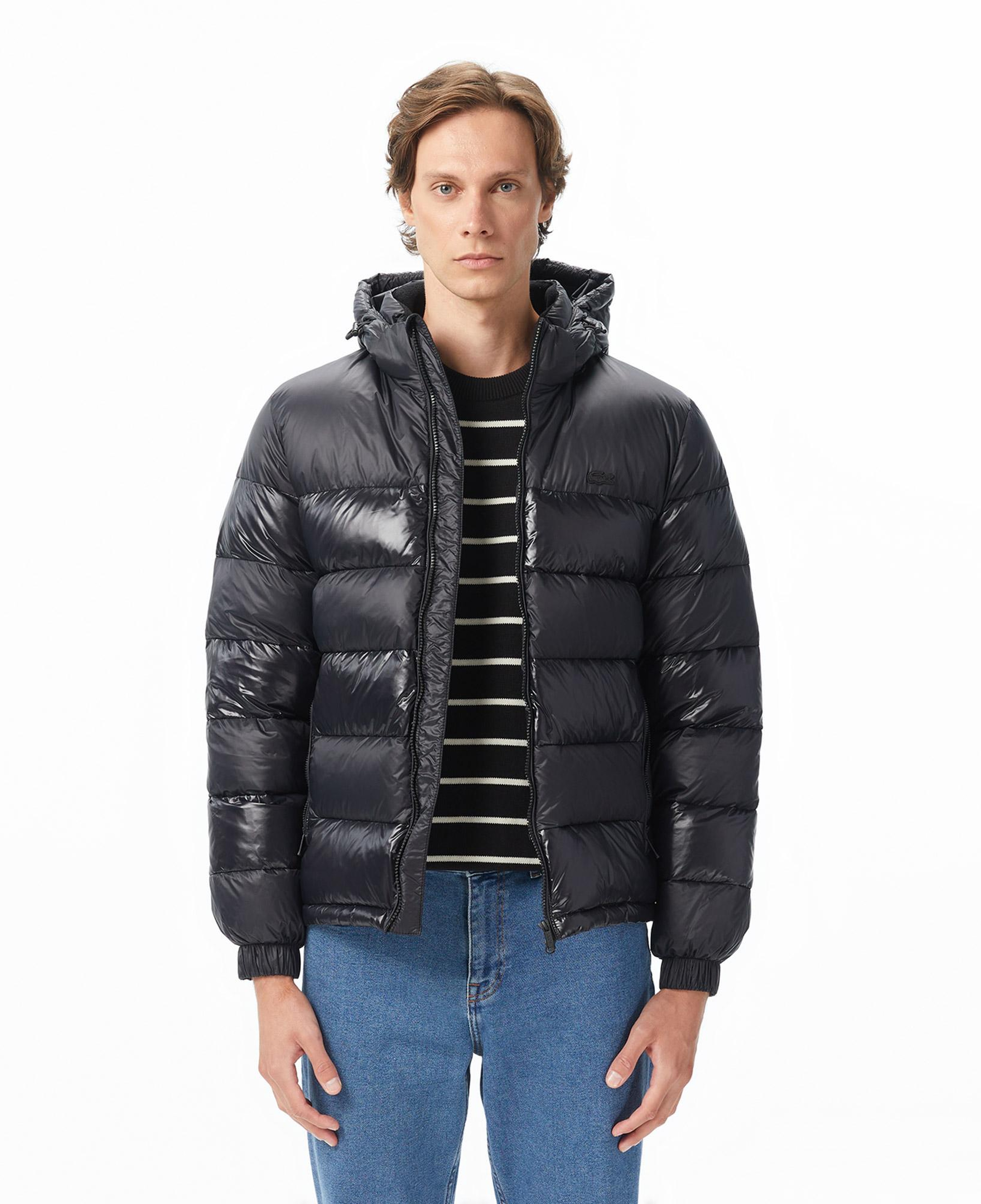 Erkek Relaxed Fit Kapüşonlu Siyah Mont
