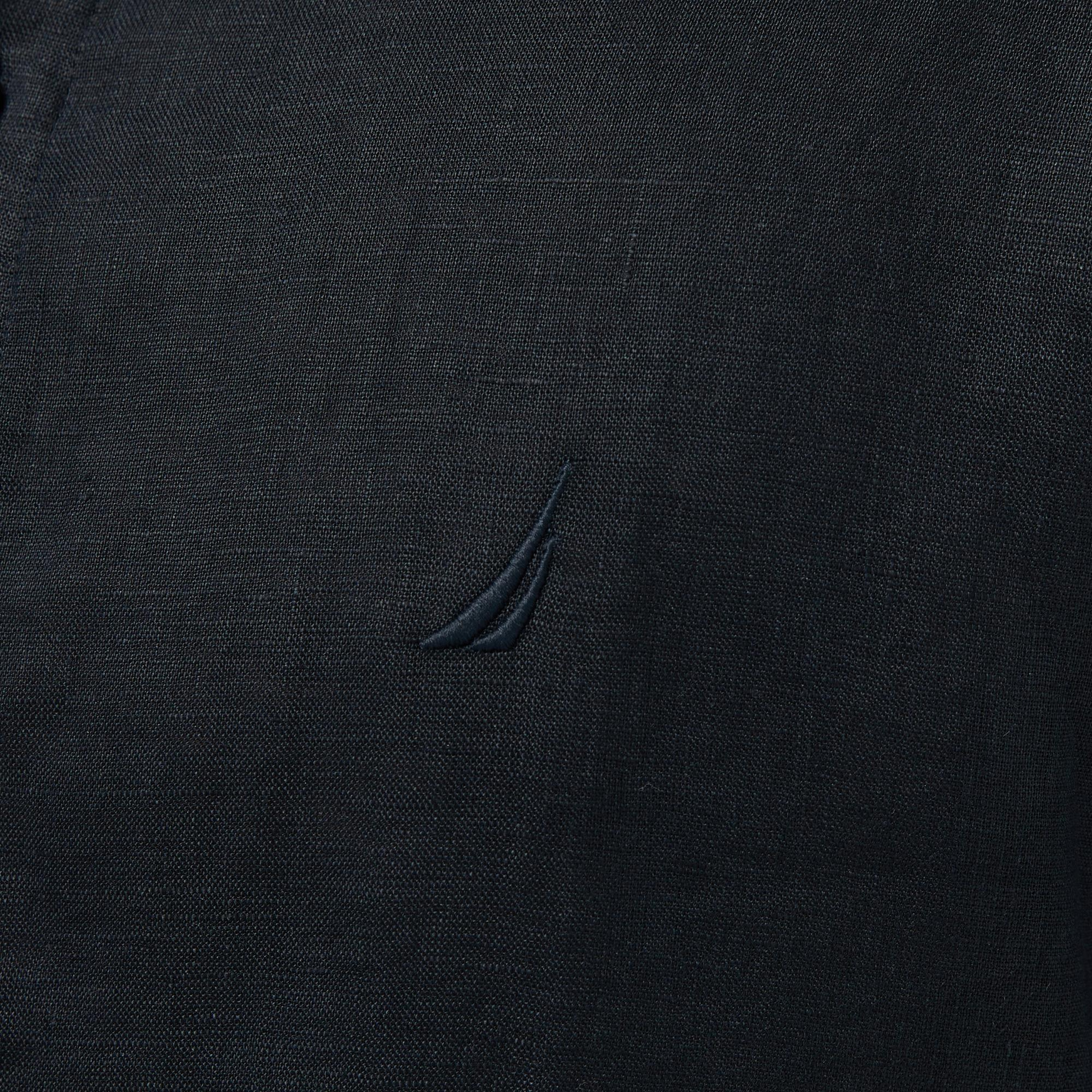 Nautica Erkek Siyah Classic Fit Keten Gömlek