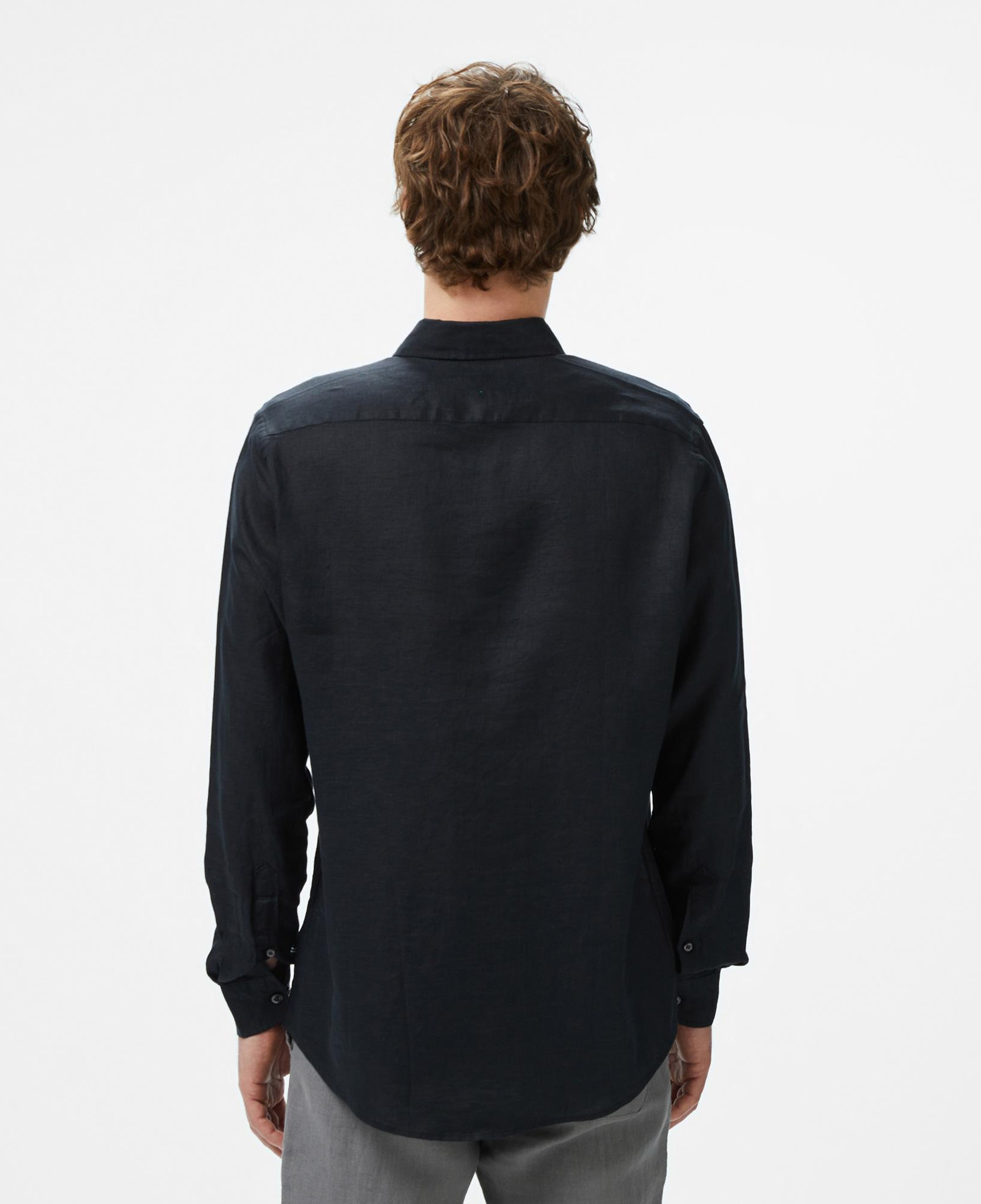 Nautica Erkek Siyah Classic Fit Keten Gömlek
