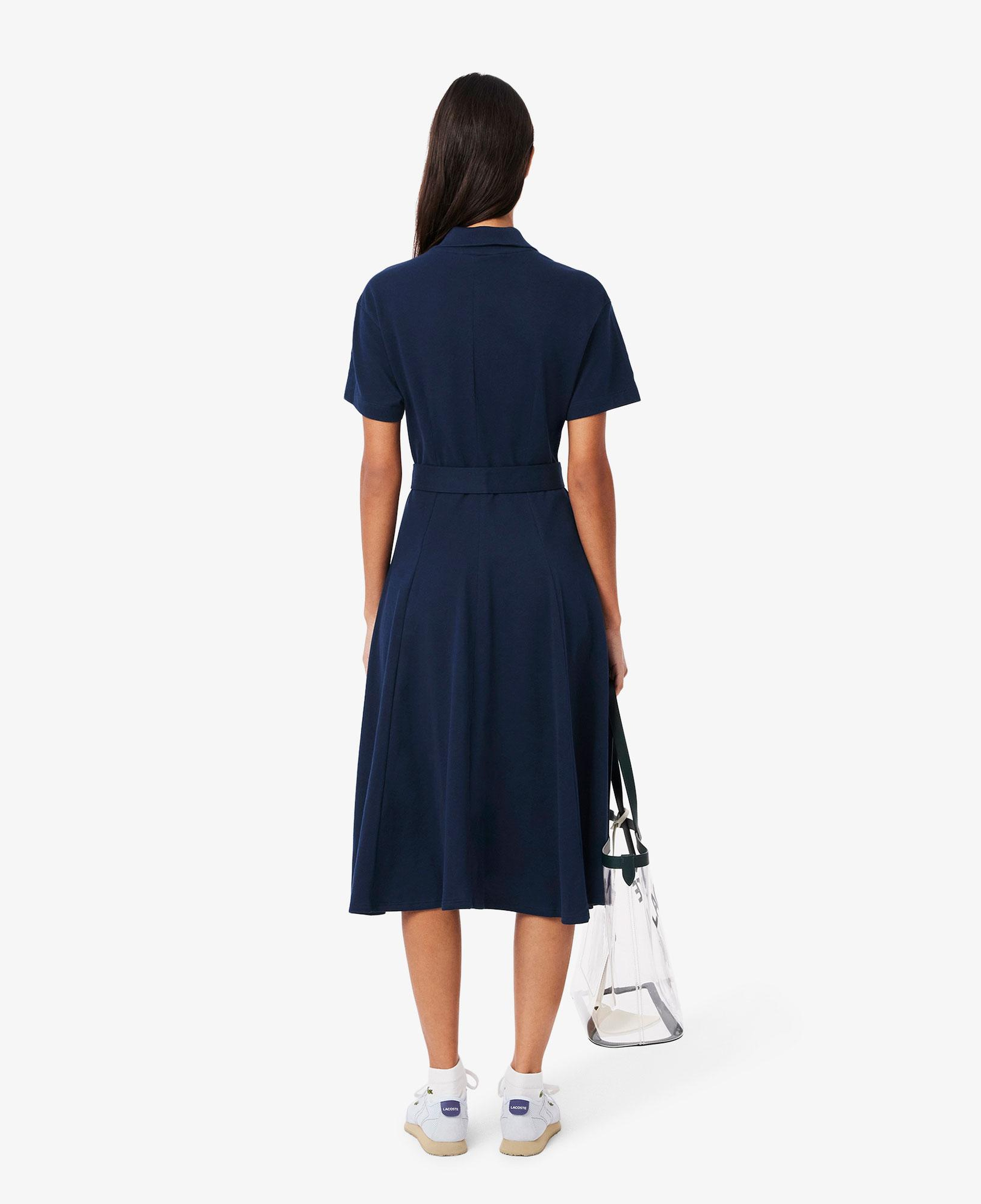 Kadın Flare Fit Kısa Kollu Polo Yaka Lacivert Elbise