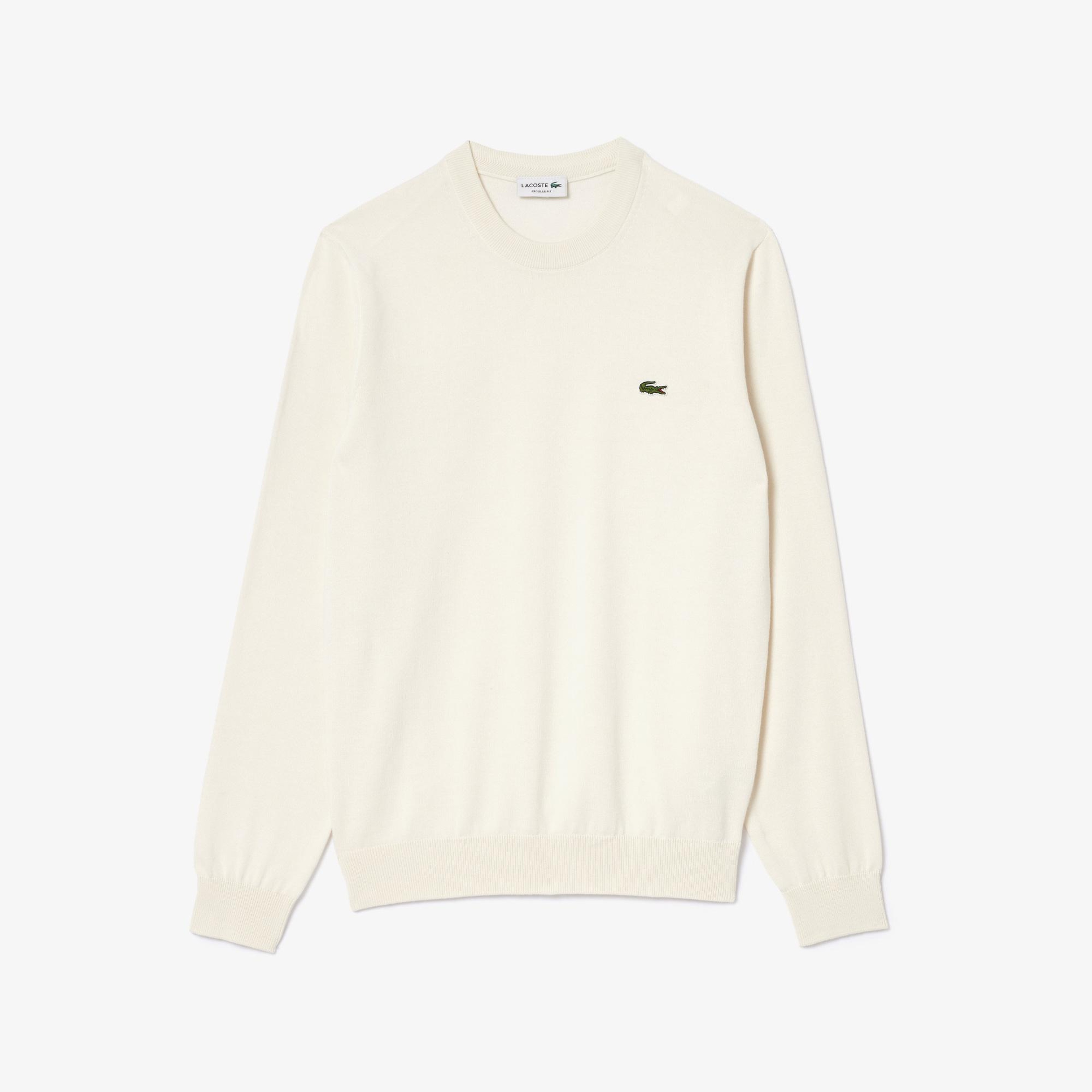 Lacoste Erkek Regular Fit Bisiklet Yaka Beyaz Kazak