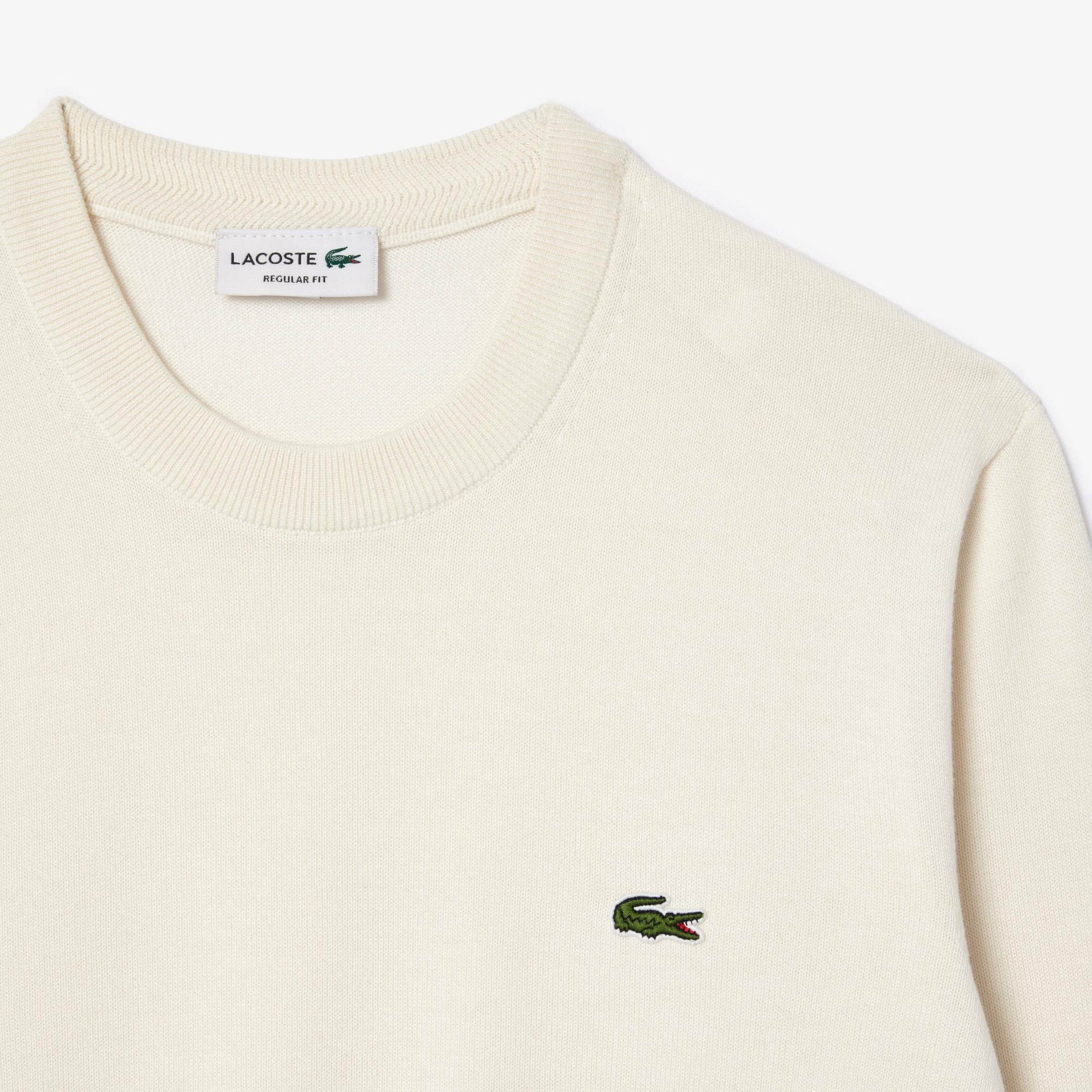 Lacoste Erkek Regular Fit Bisiklet Yaka Beyaz Kazak