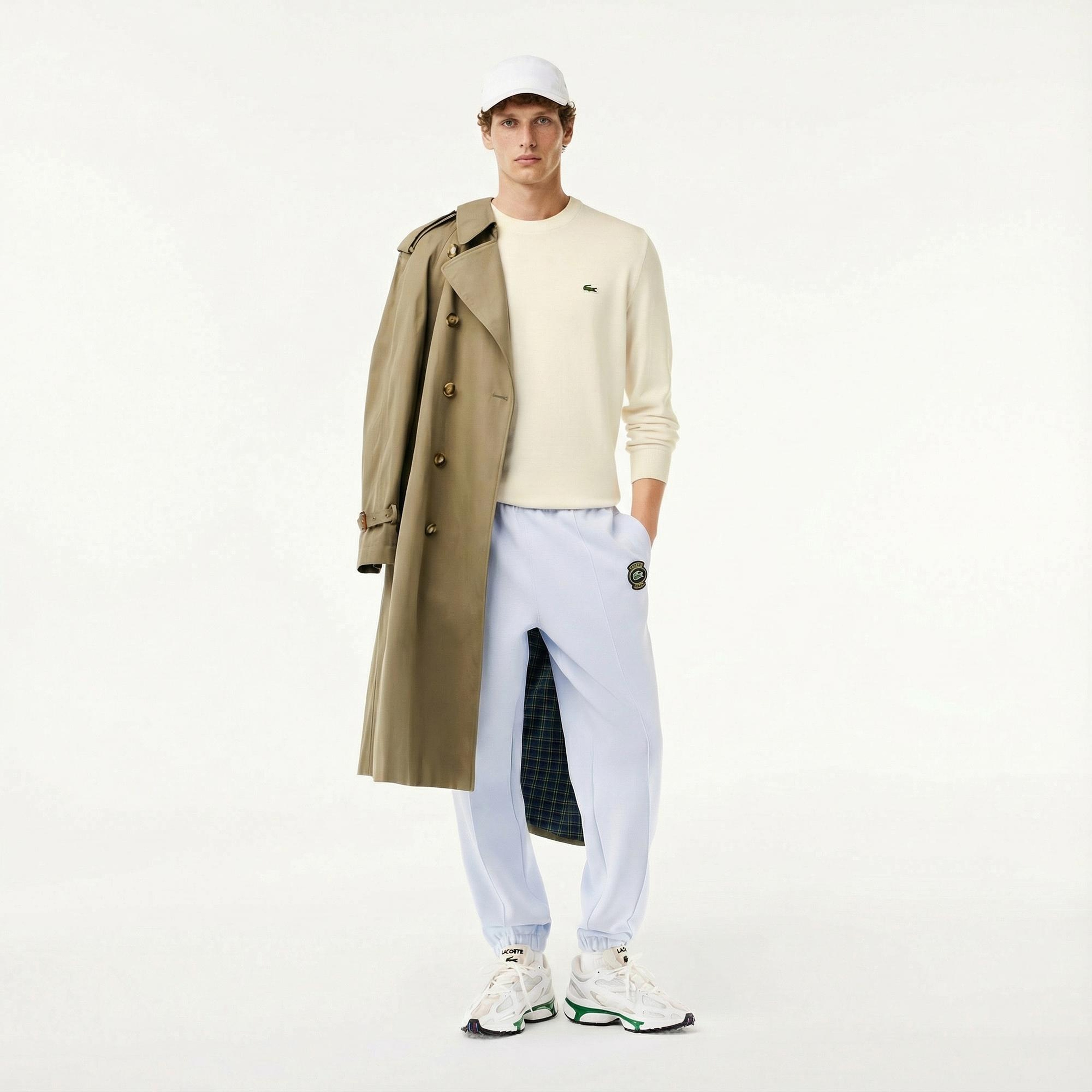 Lacoste Erkek Regular Fit Bisiklet Yaka Beyaz Kazak