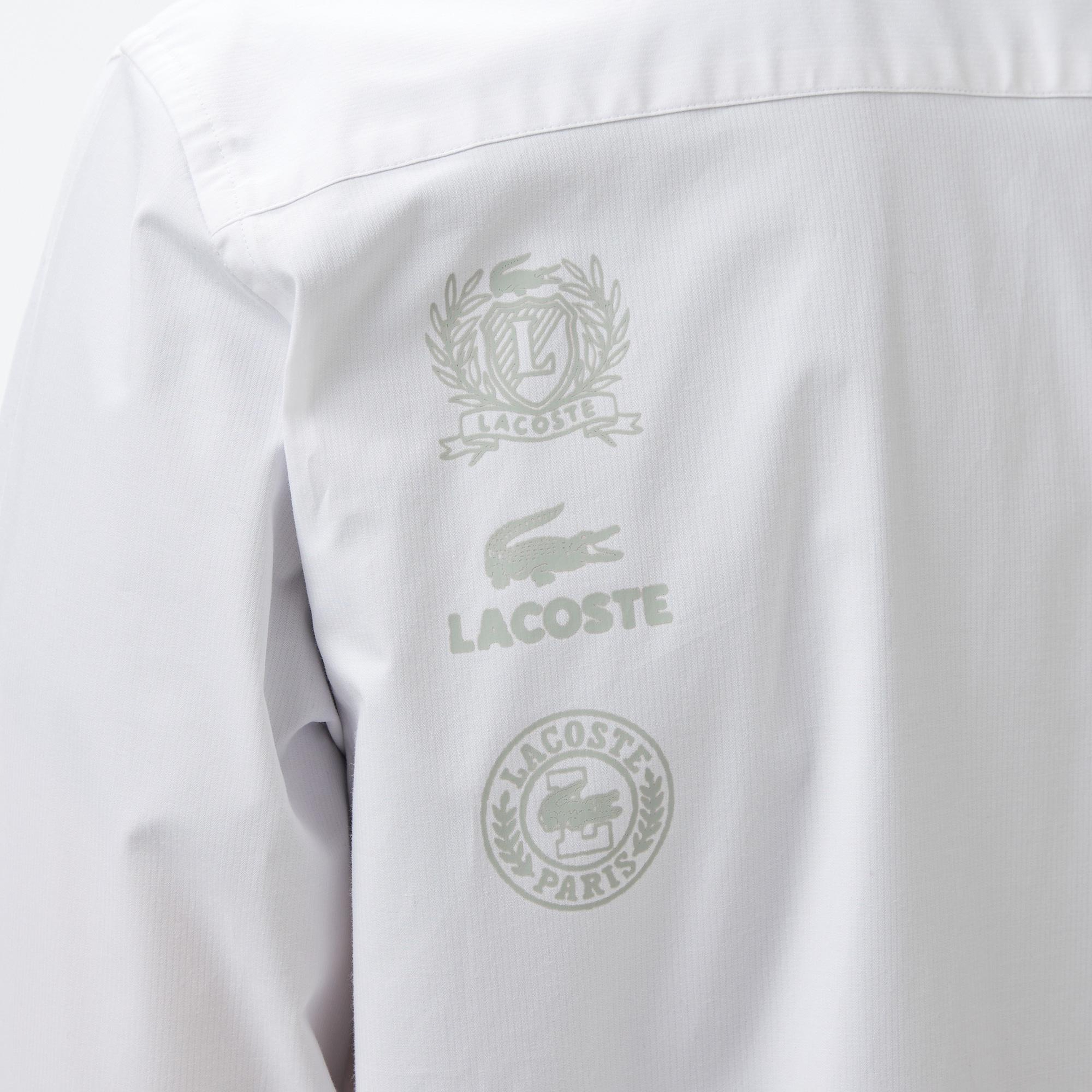 Erkek Regular Fit Baskılı Beyaz Gömlek