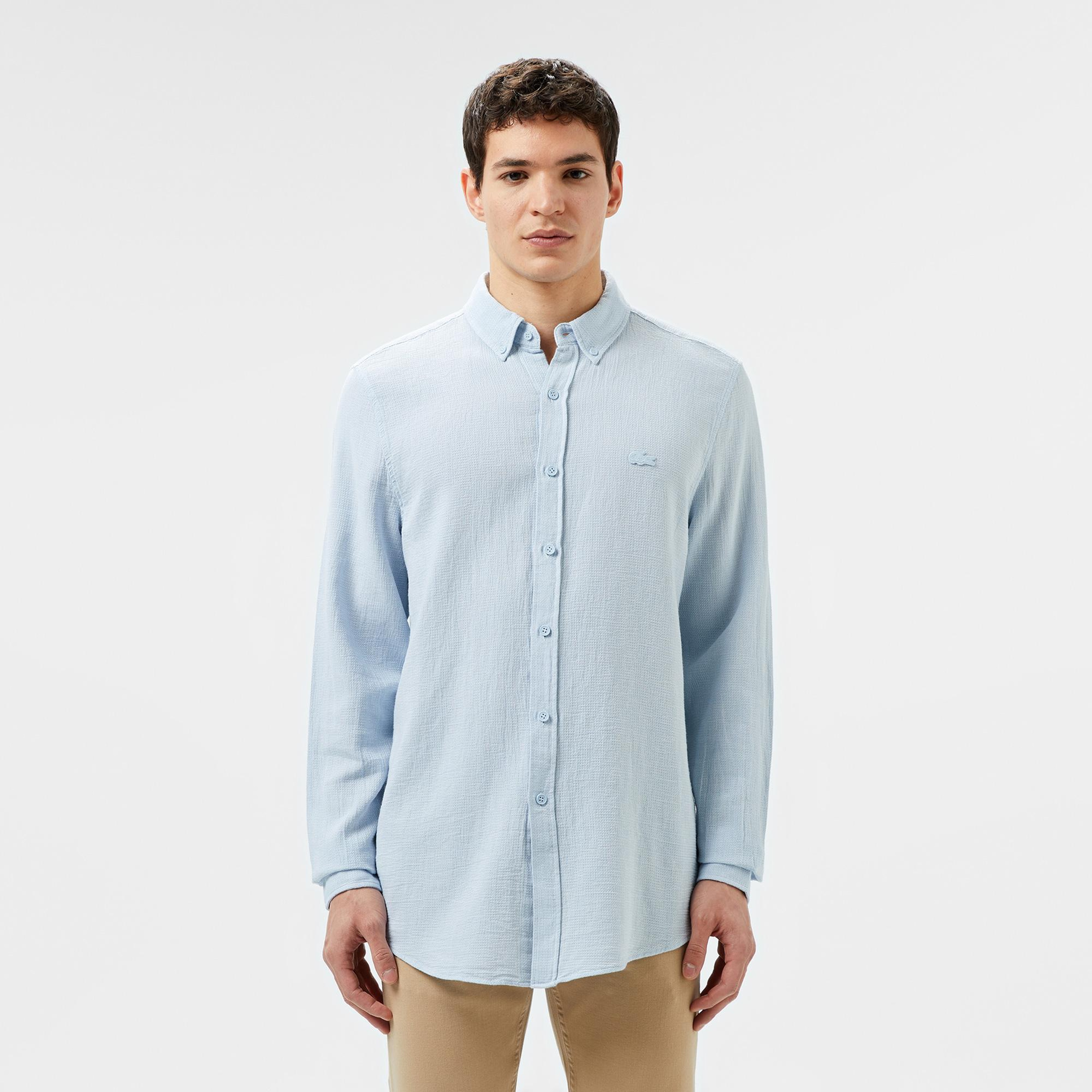 Erkek Slim Fit Açık Mavi Gömlek